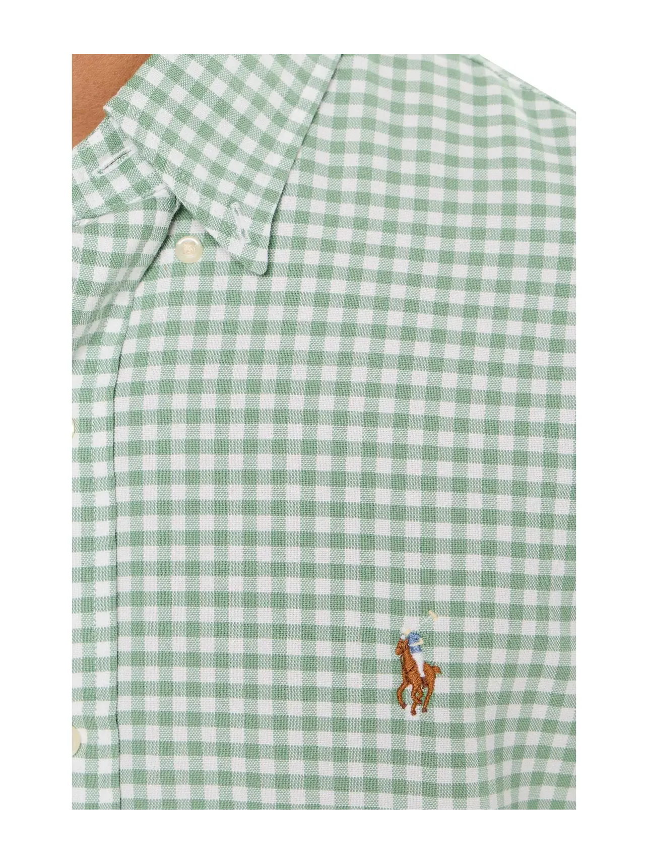 Оксфордская рубашка в клетку, индивидуальный крой Custom Fit Gingham Oxford Polo Ralph Lauren — изображение 5 из 5, белый