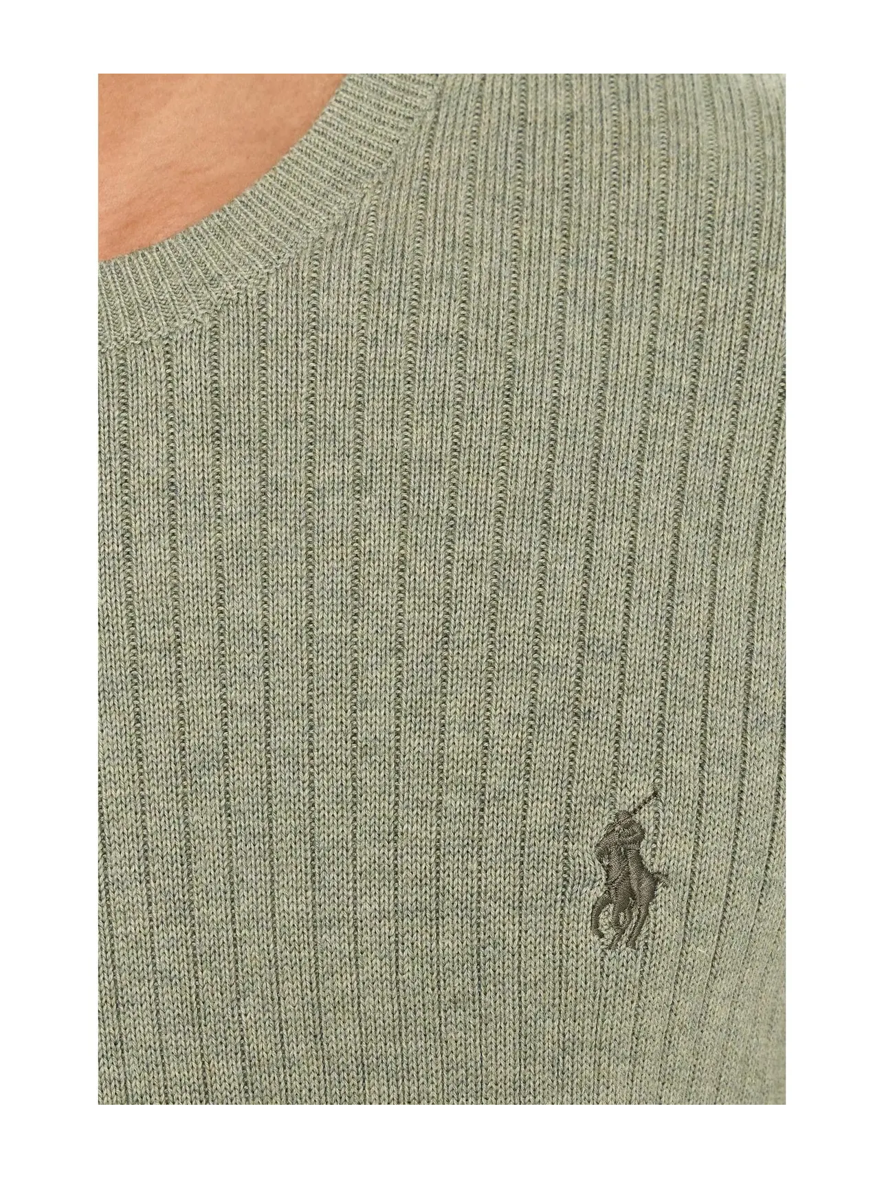 Хлопковый свитер с коротким рукавом в рубчик Polo Ralph Lauren — изображение 5 из 5, зеленый