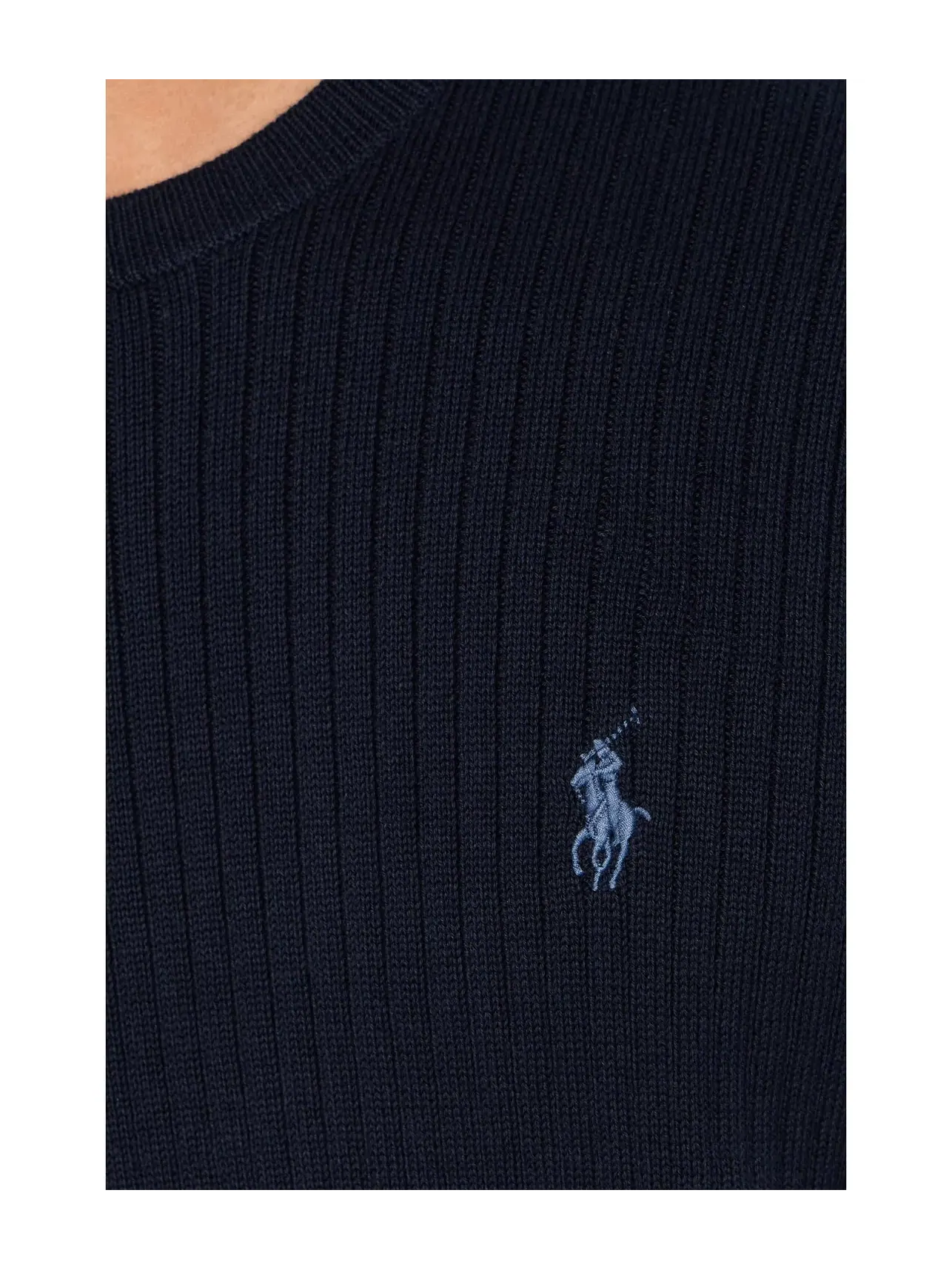 Хлопковый свитер с коротким рукавом в рубчик Polo Ralph Lauren — изображение 5 из 5, темно-синий