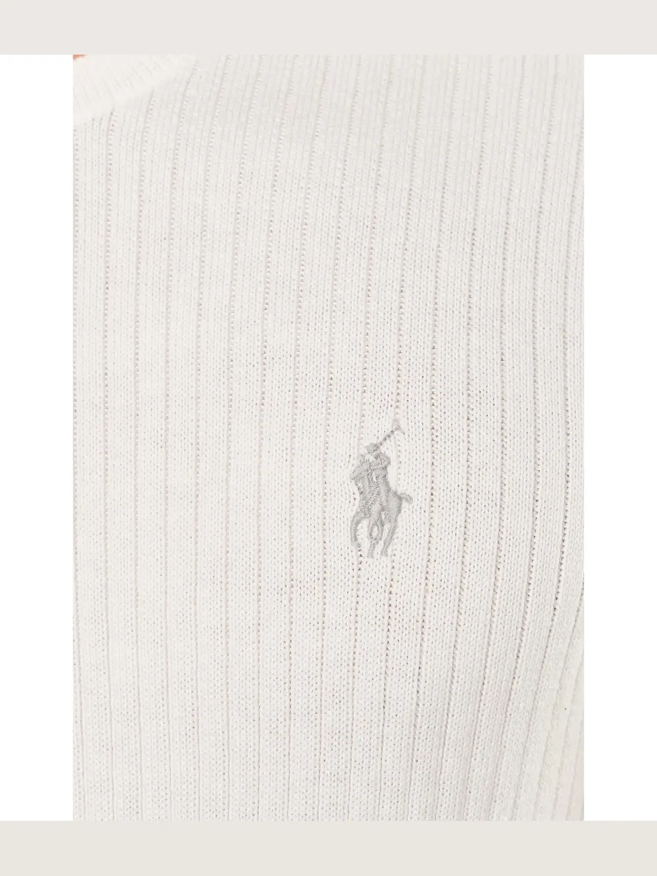 Хлопковый свитер с коротким рукавом в рубчик Polo Ralph Lauren — изображение 5 из 5, белый