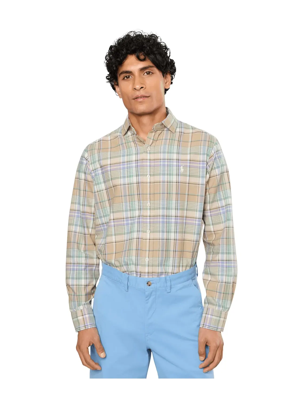 Классическая клетчатая рубашка для активного отдыха Polo Ralph Lauren — изображение 1 из 5, хаки/мульти