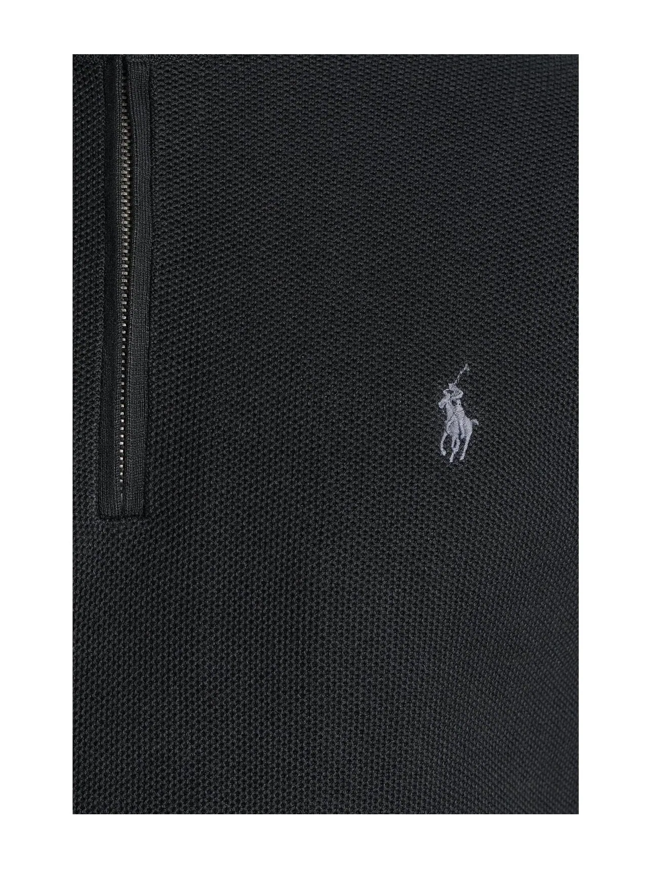 Хлопковый свитер сетчатой вязки с молнией на четверть длины Polo Ralph Lauren — изображение 5 из 5, черный