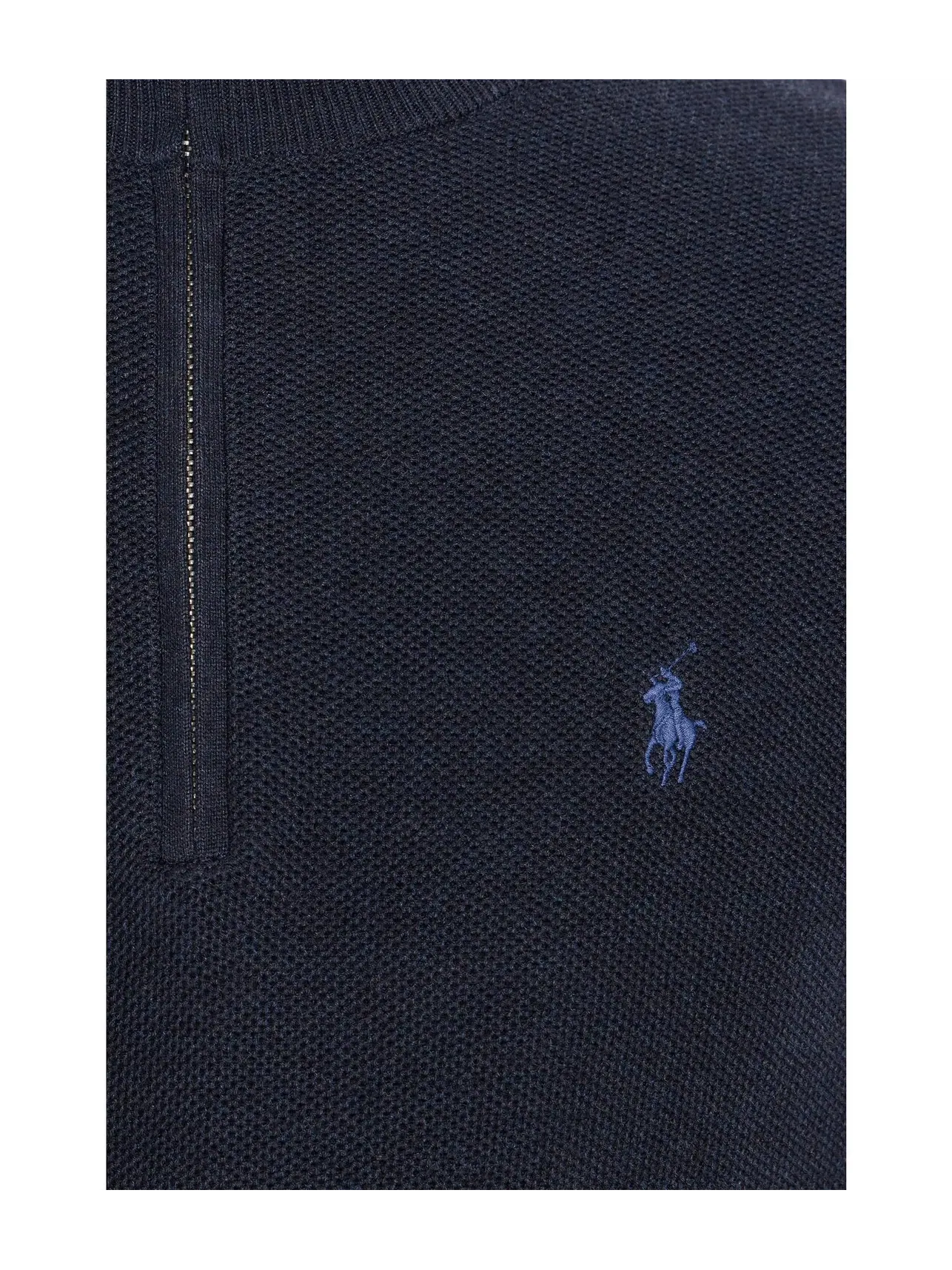 Хлопковый свитер сетчатой вязки с молнией на четверть длины Polo Ralph Lauren — изображение 5 из 5, темно-синий