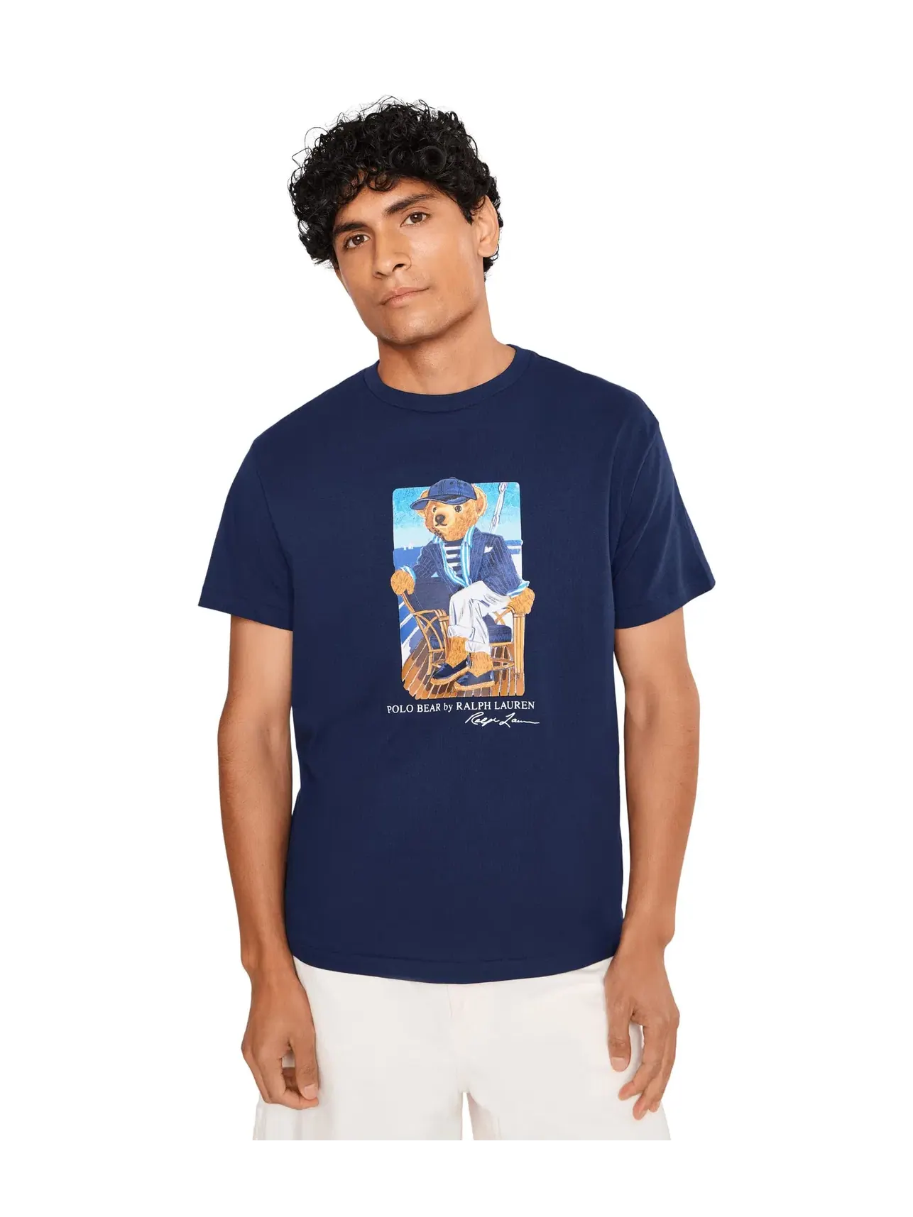 Классическая футболка-поло с изображением медведя. Polo Ralph Lauren — изображение 1 из 5, темно-синий