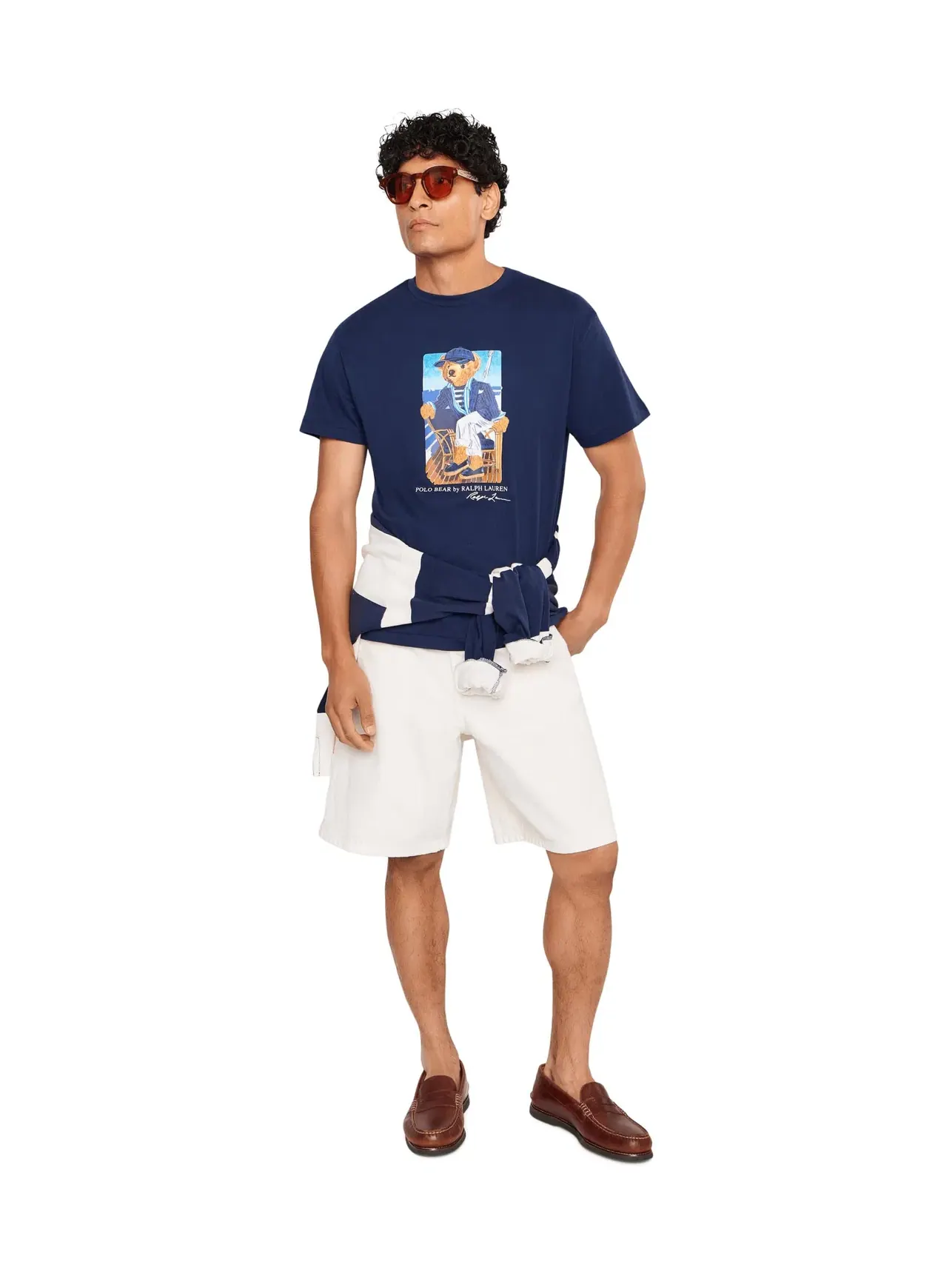 Классическая футболка-поло с изображением медведя. Polo Ralph Lauren — изображение 2 из 5, темно-синий