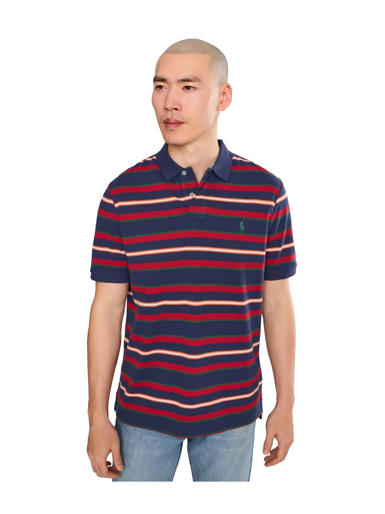 Классическая полосатая сетчатая рубашка-поло Polo Ralph Lauren — изображение 1 из 5, темно-синий мульти