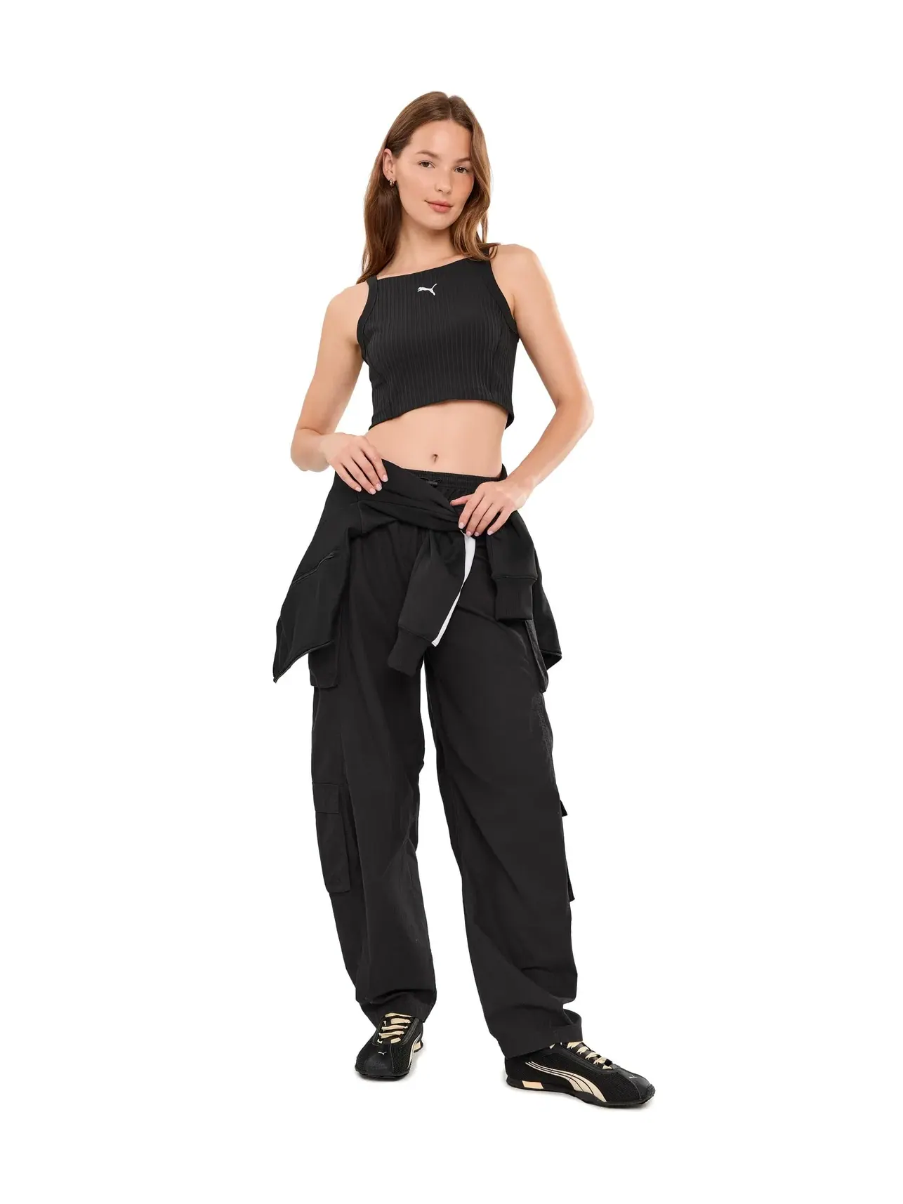 Укороченная майка в рубчик Essentials Puma — изображение 2 из 5, черный