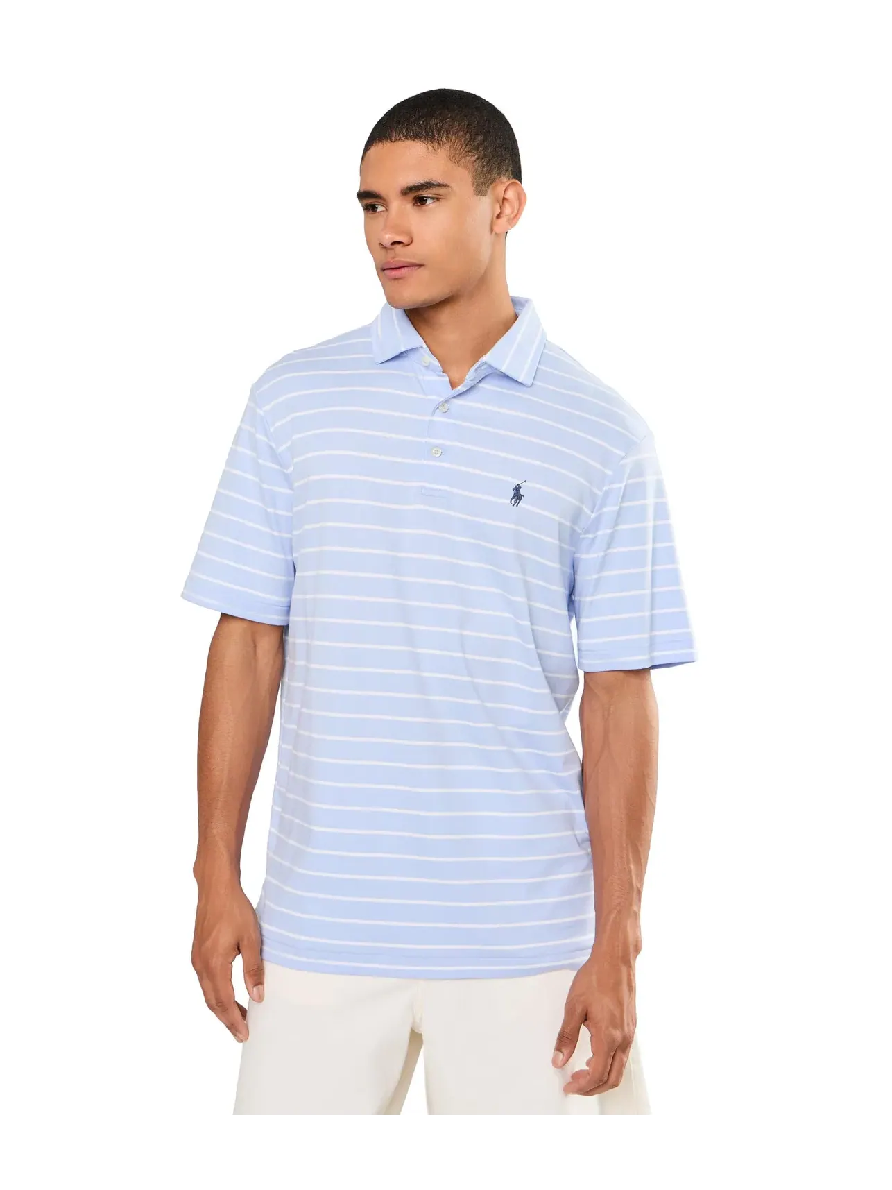Классическая полосатая рубашка-поло из мягкого хлопка Polo Ralph Lauren — изображение 1 из 5, синий/белый
