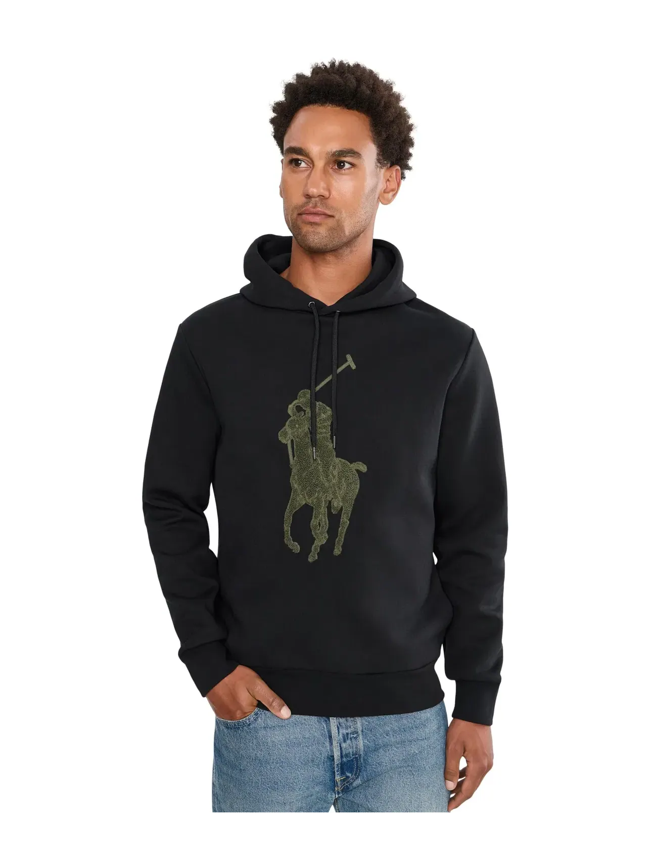 Тканая толстовка с длинными рукавами и капюшоном, двойного плетения Polo Ralph Lauren — изображение 1 из 5, черный