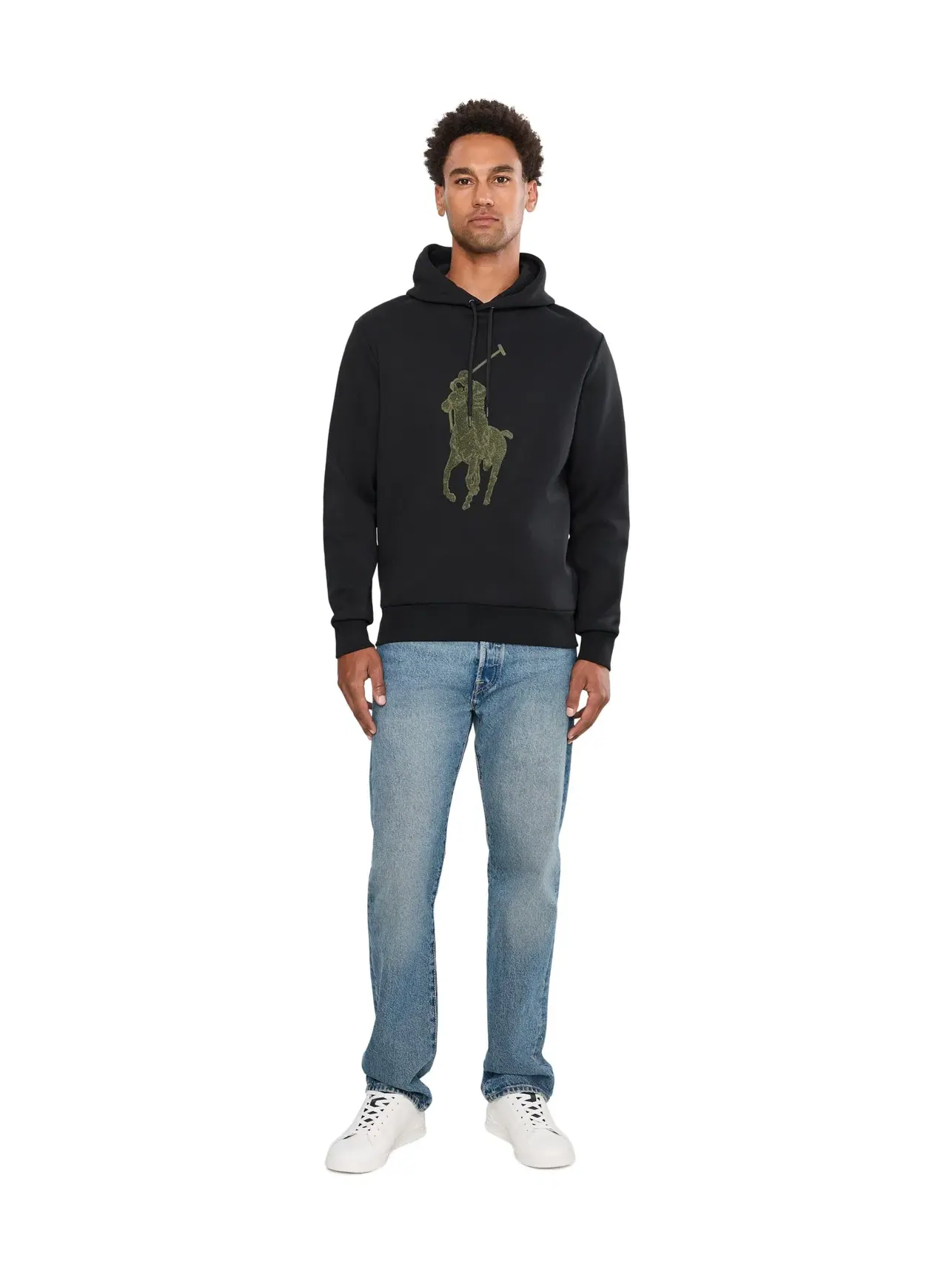 Тканая толстовка с длинными рукавами и капюшоном, двойного плетения Polo Ralph Lauren — изображение 2 из 5, черный