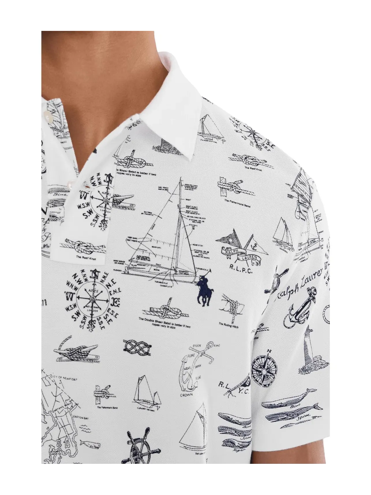 Классическая поло-рубашка из морской сетки Polo Ralph Lauren — изображение 5 из 5, белый
