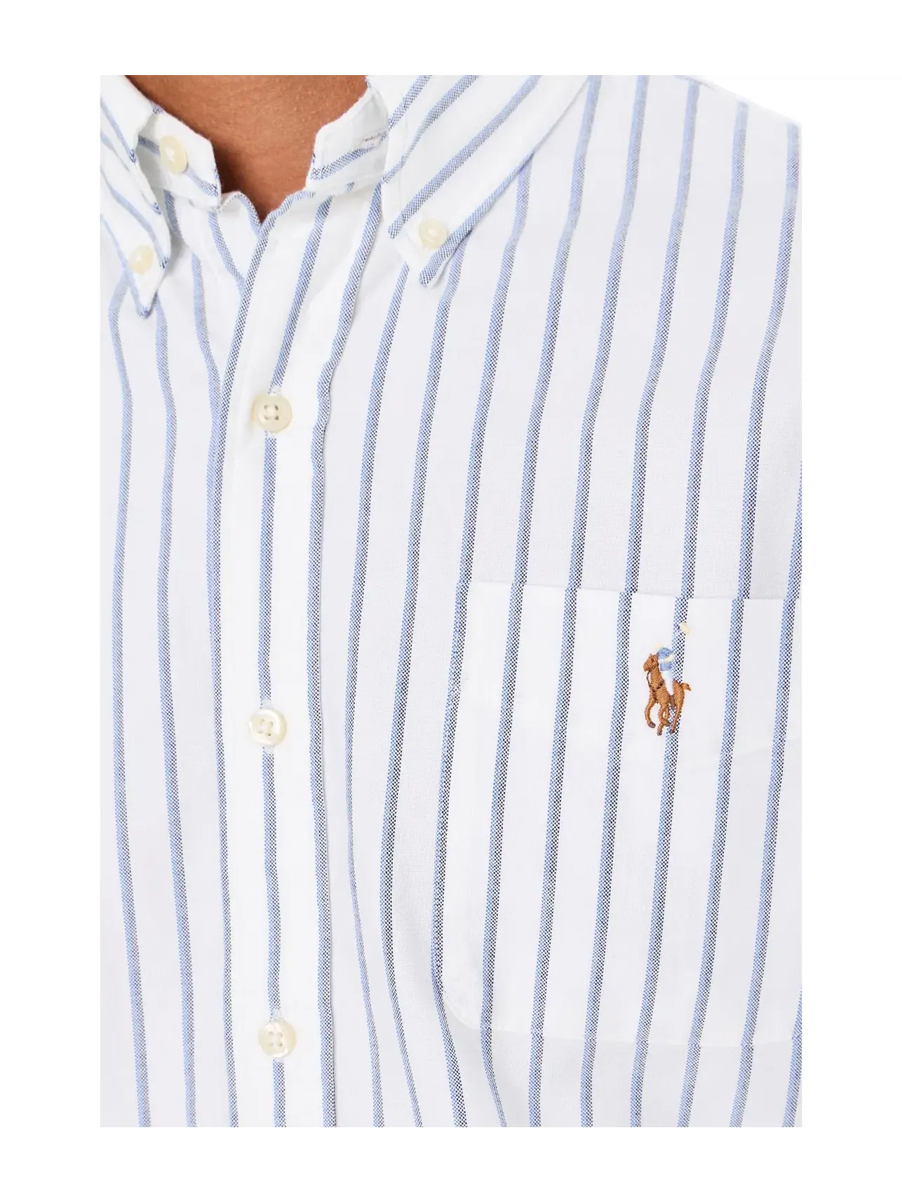 Классическая полосатая рубашка Оксфорд Polo Ralph Lauren — изображение 5 из 5, белый/синий мульти