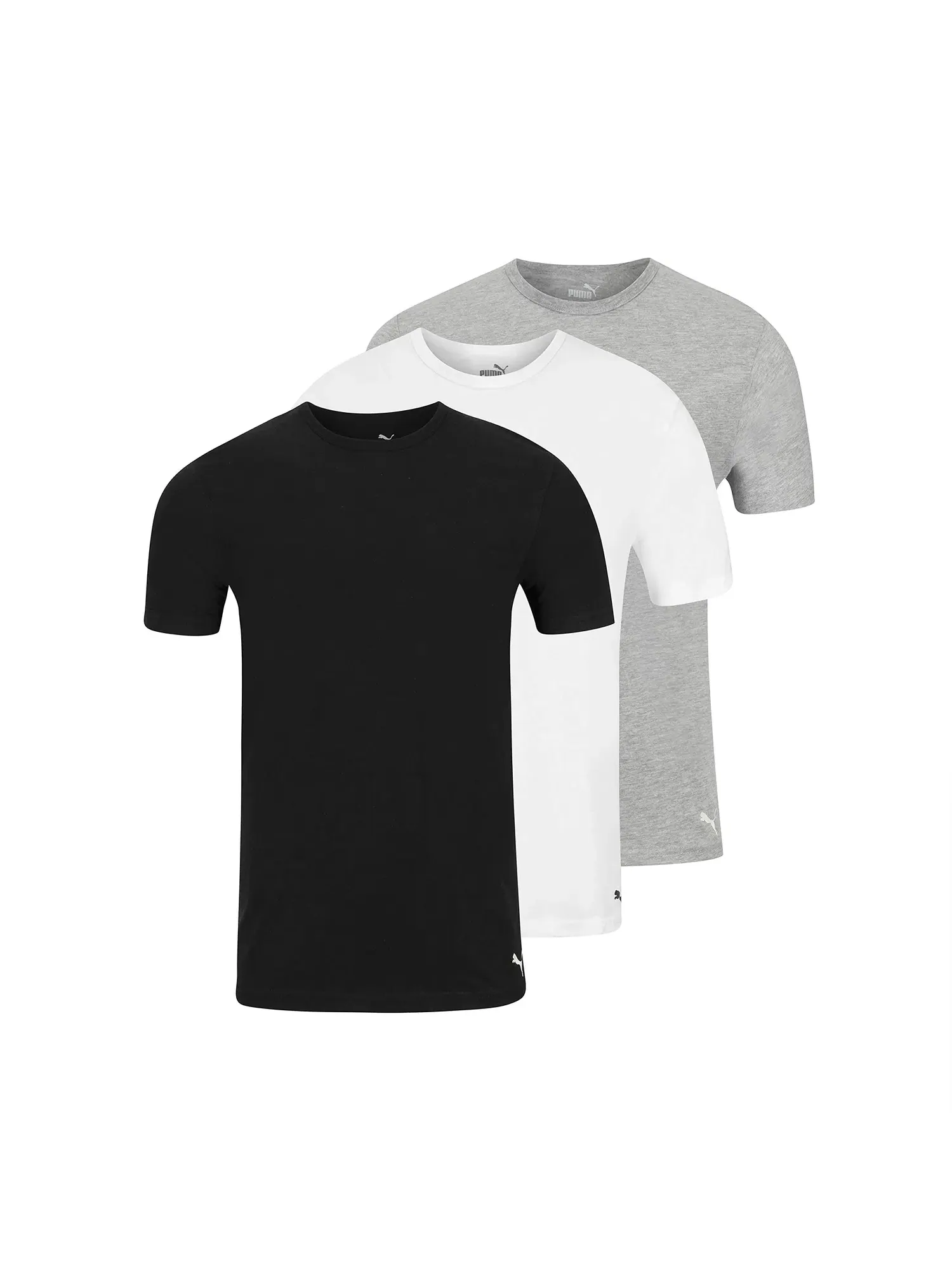 Футболки с круглым вырезом, 3 шт. 3 Pack Crew Neck Puma — изображение 1 из 4, белый/серый/черный