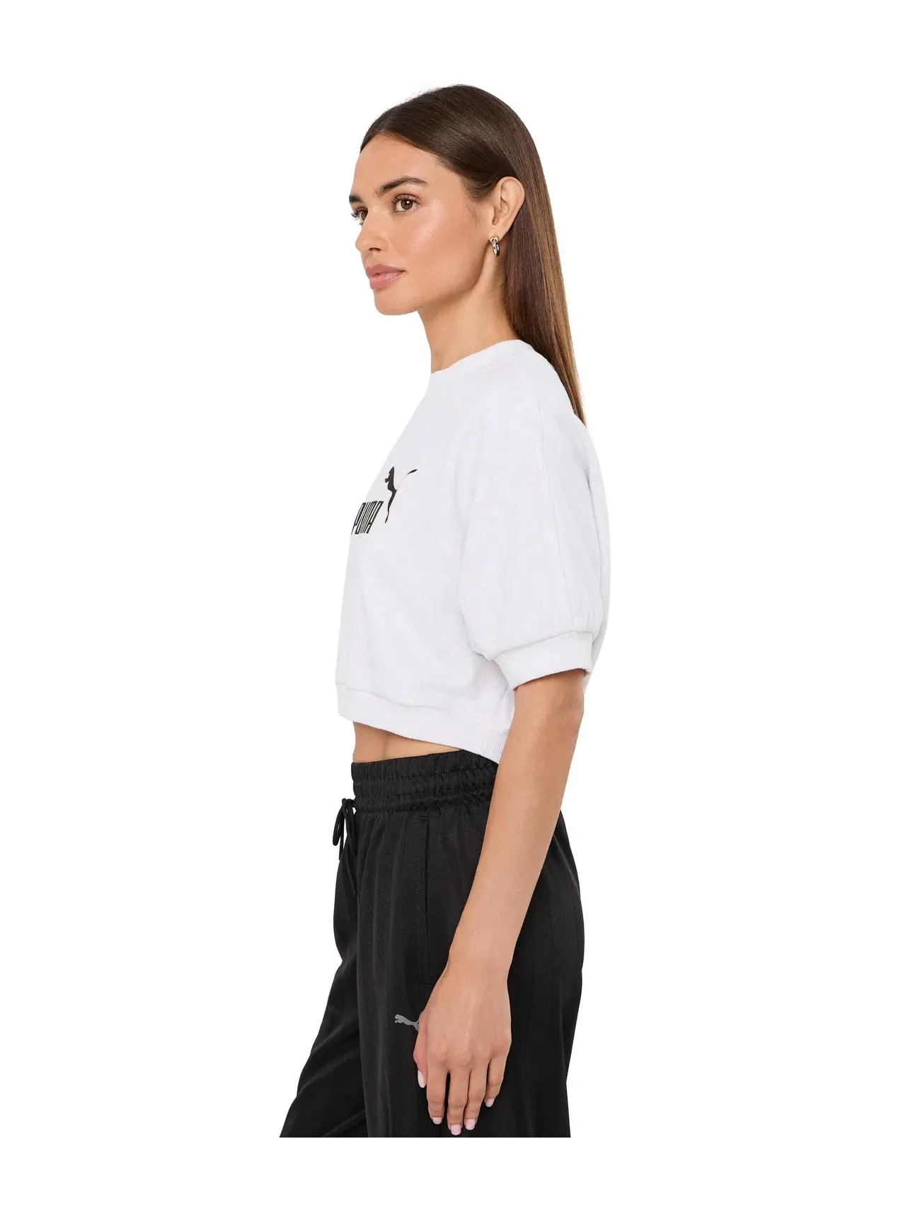 Лонгслив Essentials Elevated No.1 Logo Relaxed Peach-Touch Short Sleeve Crew Neck Puma — изображение 3 из 5, белый