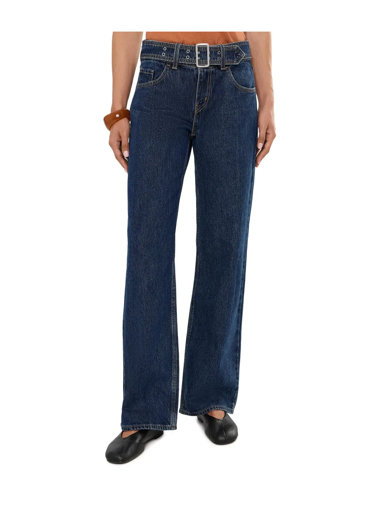 Джинсы свободные с низкой посадкой и ремнем Belted Superlow Loose Levi'S Womens — серебристый