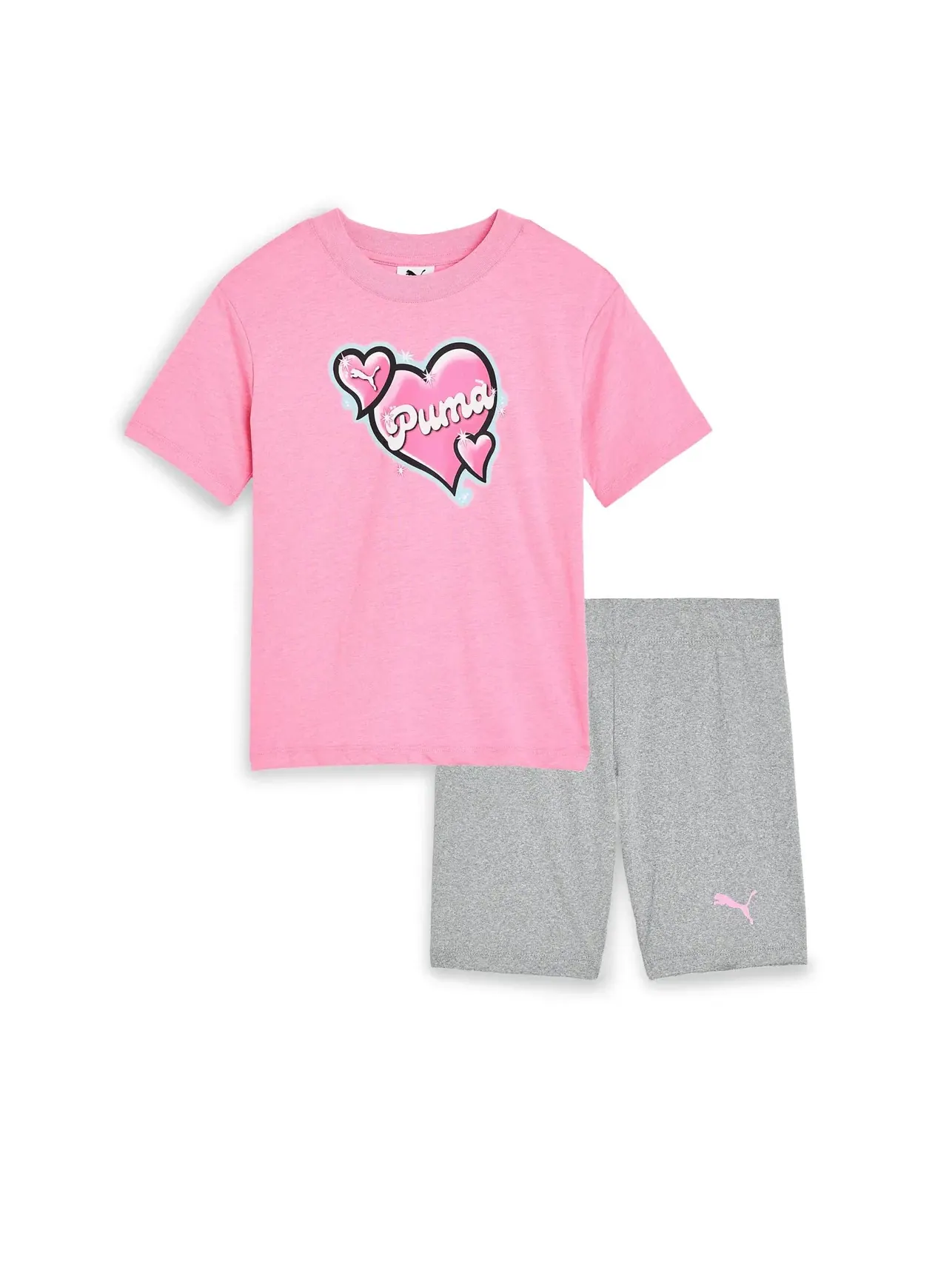 Комплект из футболки и велосипедных шорт (для маленьких детей) Puma Kids — изображение 1 из 3, розовый/серый