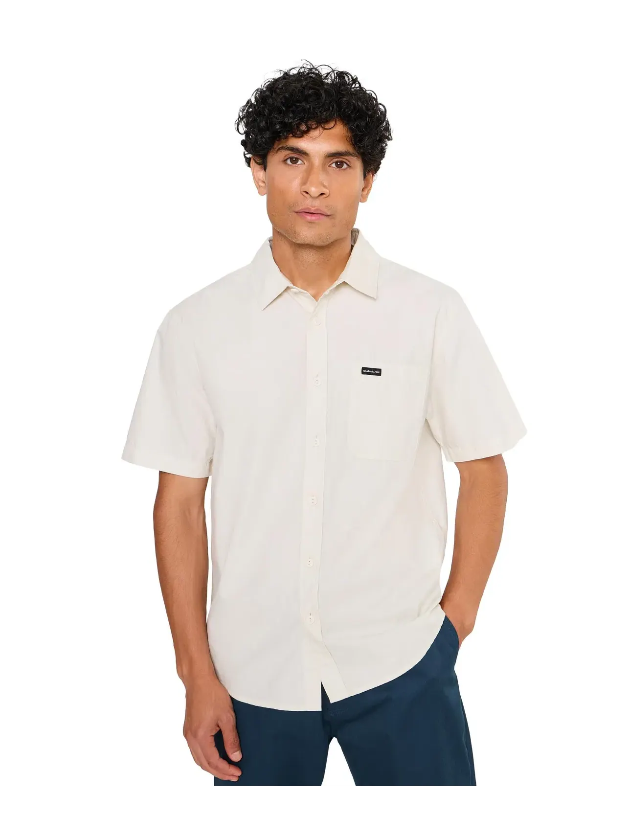 Рубашка Shore Break Classic Short Sleeve Woven Quiksilver — изображение 1 из 5, серебристый