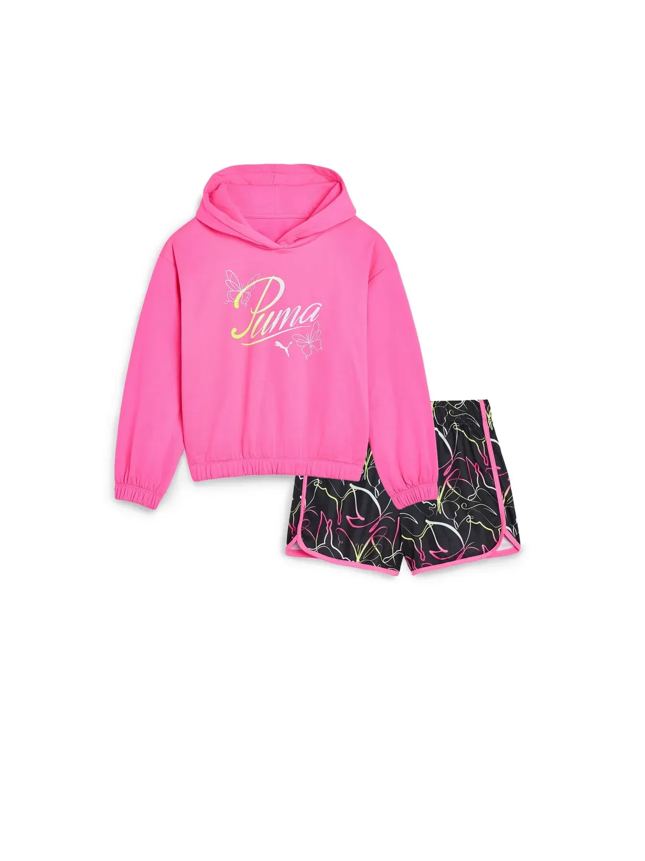 Комплект из толстовки и шорт (для детей постарше) Puma Kids — изображение 1 из 3, неоновый розовый