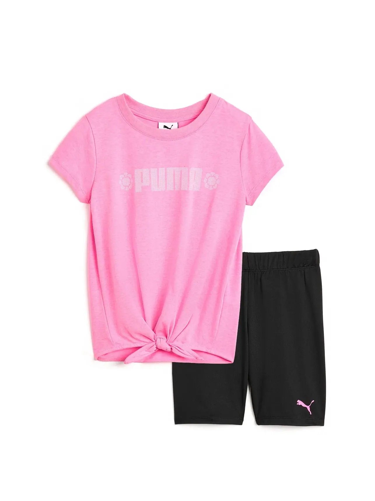 Комплект из футболки и велосипедных шорт (для детей постарше) Puma Kids — изображение 1 из 3, розовый/черный