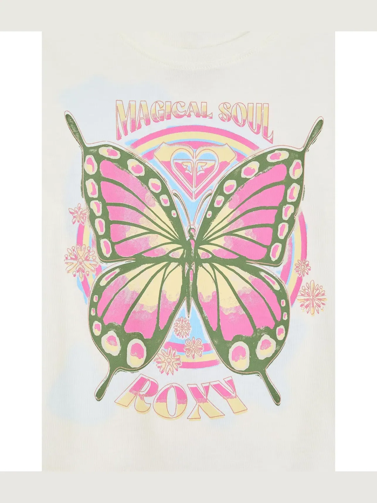 Футболка Butterfly Groove Tee (для детей постарше) Roxy Kids — изображение 3 из 3, кокосовое молоко