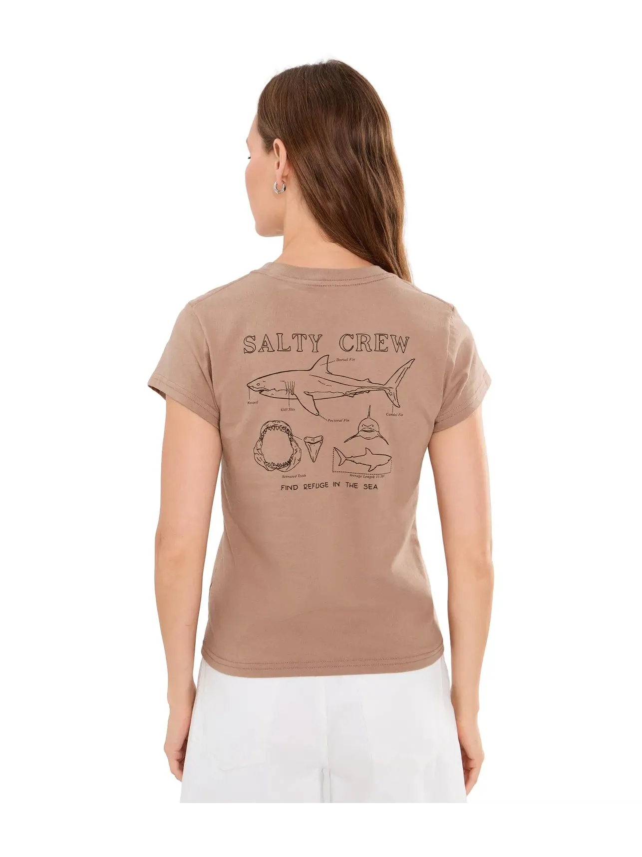 Современная футболка с изображением анатомии акулы Salty Crew — изображение 4 из 5, коричневый