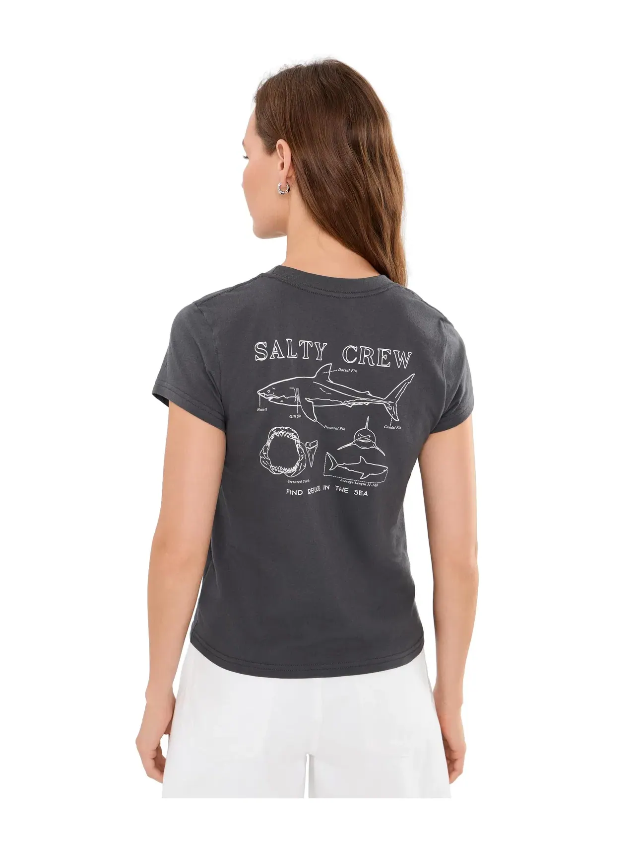 Современная футболка с изображением анатомии акулы Salty Crew — изображение 4 из 5, темно-серый