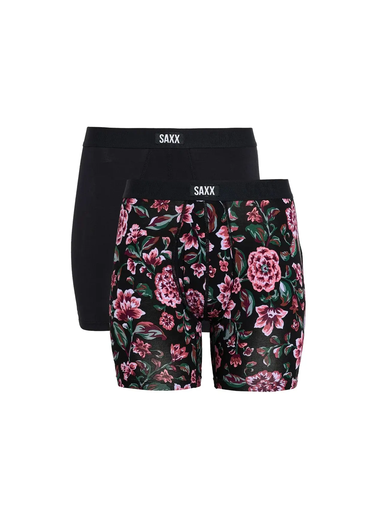 Боксеры-брифы с ширинкой сверхмягкие, 2 пары Vibe Xtra Soft Comfort Boxer Briefs Fly 2-Pack Saxx Underwear, черный