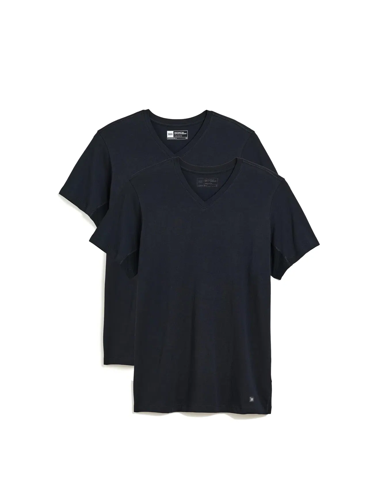 Футболка с V-образным вырезом из хлопка Droptemp Dry, 2 шт. Droptemp Dry Cotton V-Neck 2-Pack Saxx Underwear, черный