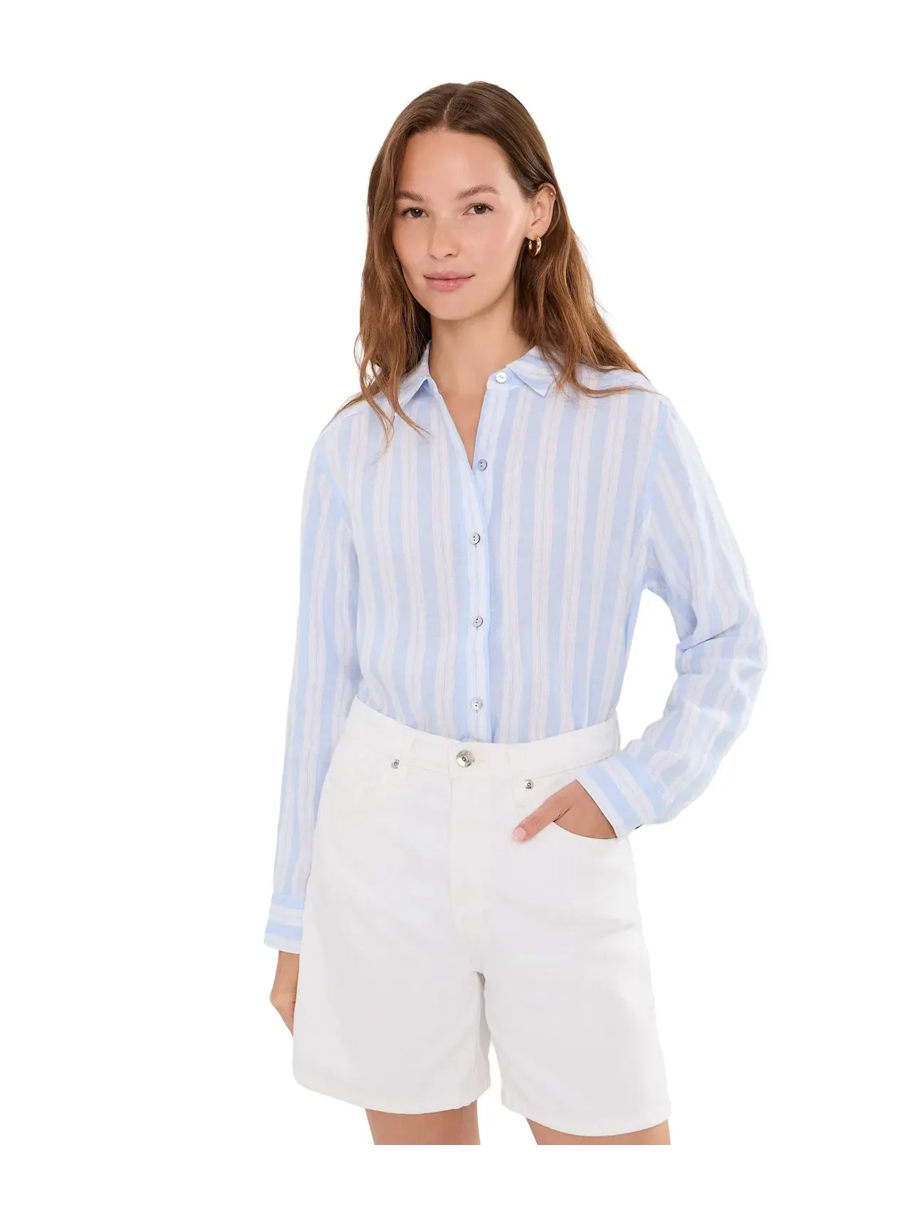 Рубашка с длинными рукавами в полоску Sea Stripe свободного кроя Tommy Bahama — изображение 1 из 5, синий