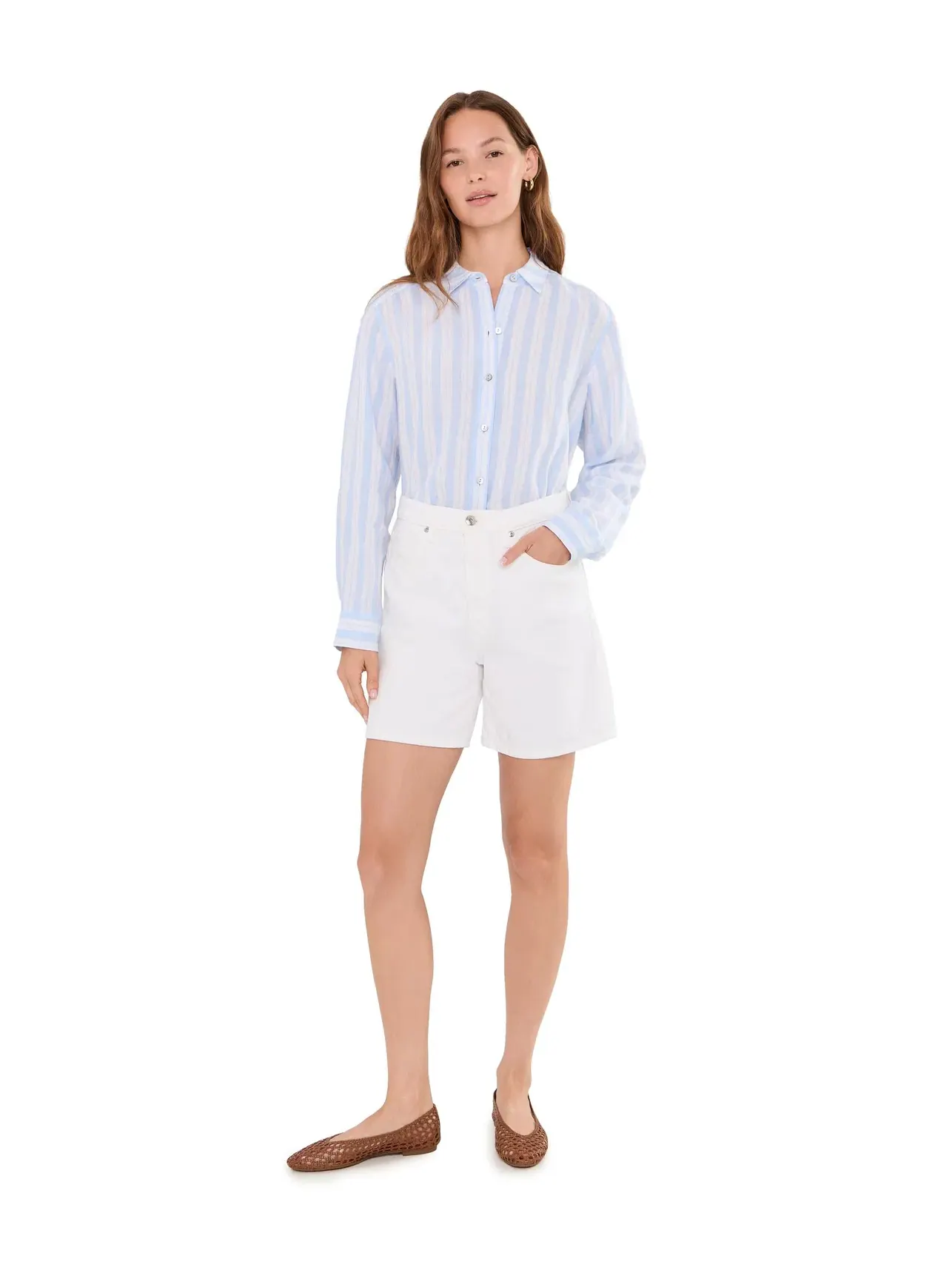 Рубашка с длинными рукавами в полоску Sea Stripe свободного кроя Tommy Bahama — изображение 2 из 5, синий