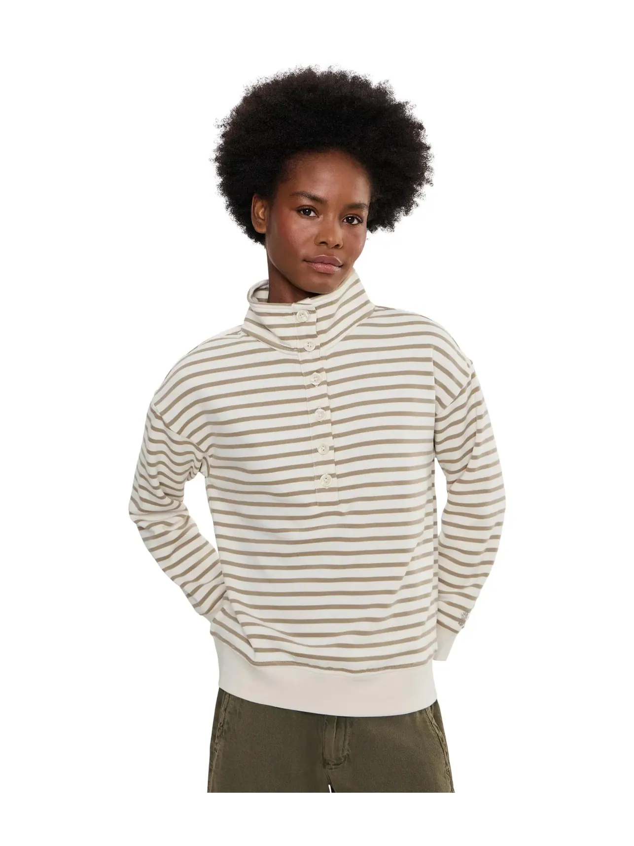 Толстовка с высоким воротом в полоску Marina Del Mar Stripe Mock Neck Tommy Bahama — изображение 1 из 5, кокос