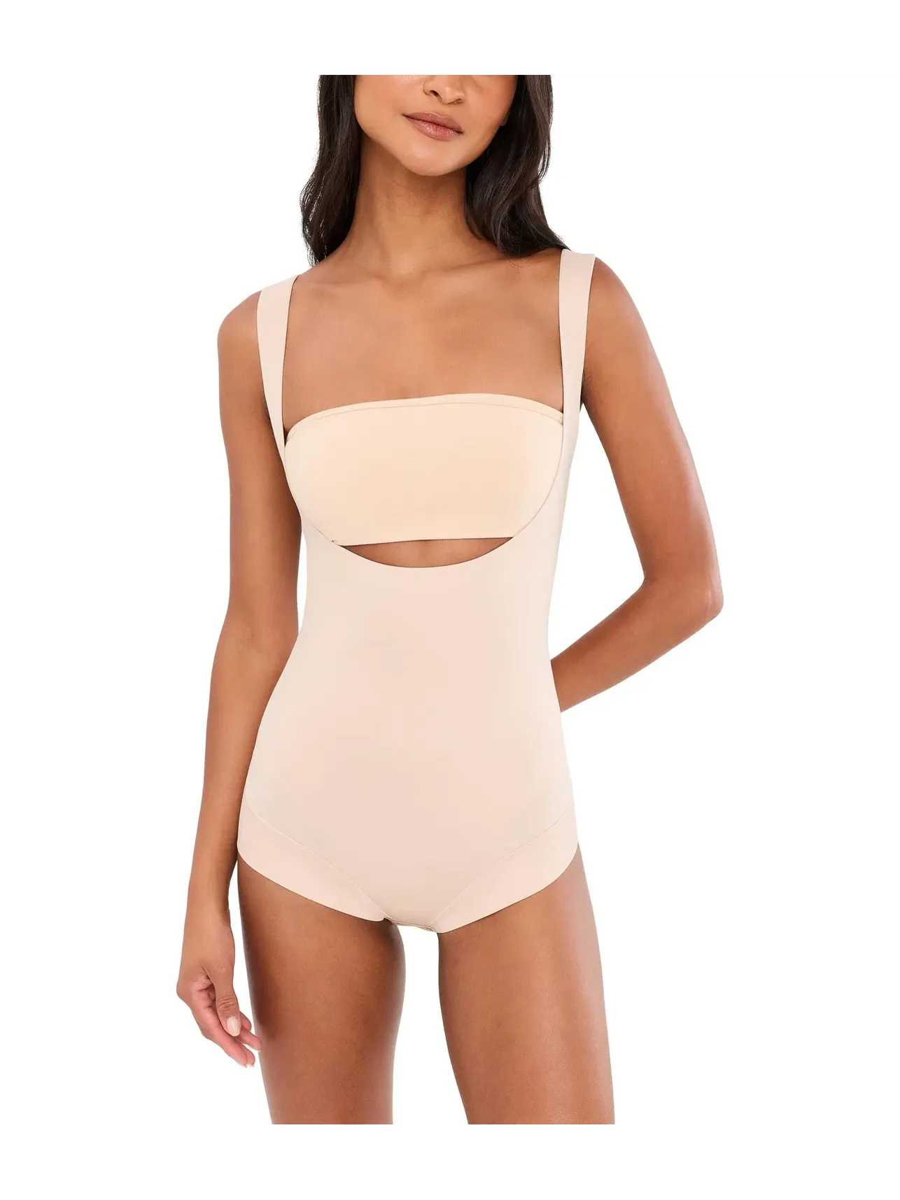 Утягивающее боди с открытой чашкой Shape Away Open-Bust Shaping Bodysuit Tc — бежевый