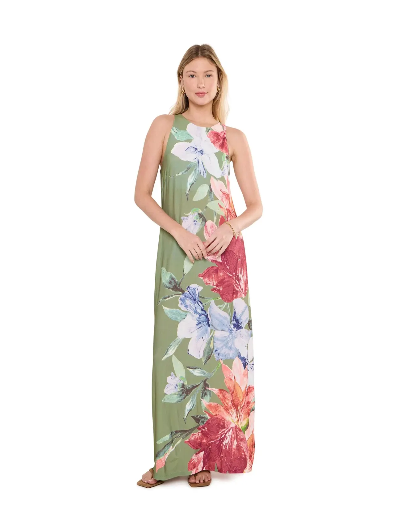Платье-макси без рукавов Jasmina Island Bloom Tommy Bahama — изображение 1 из 5, зеленый
