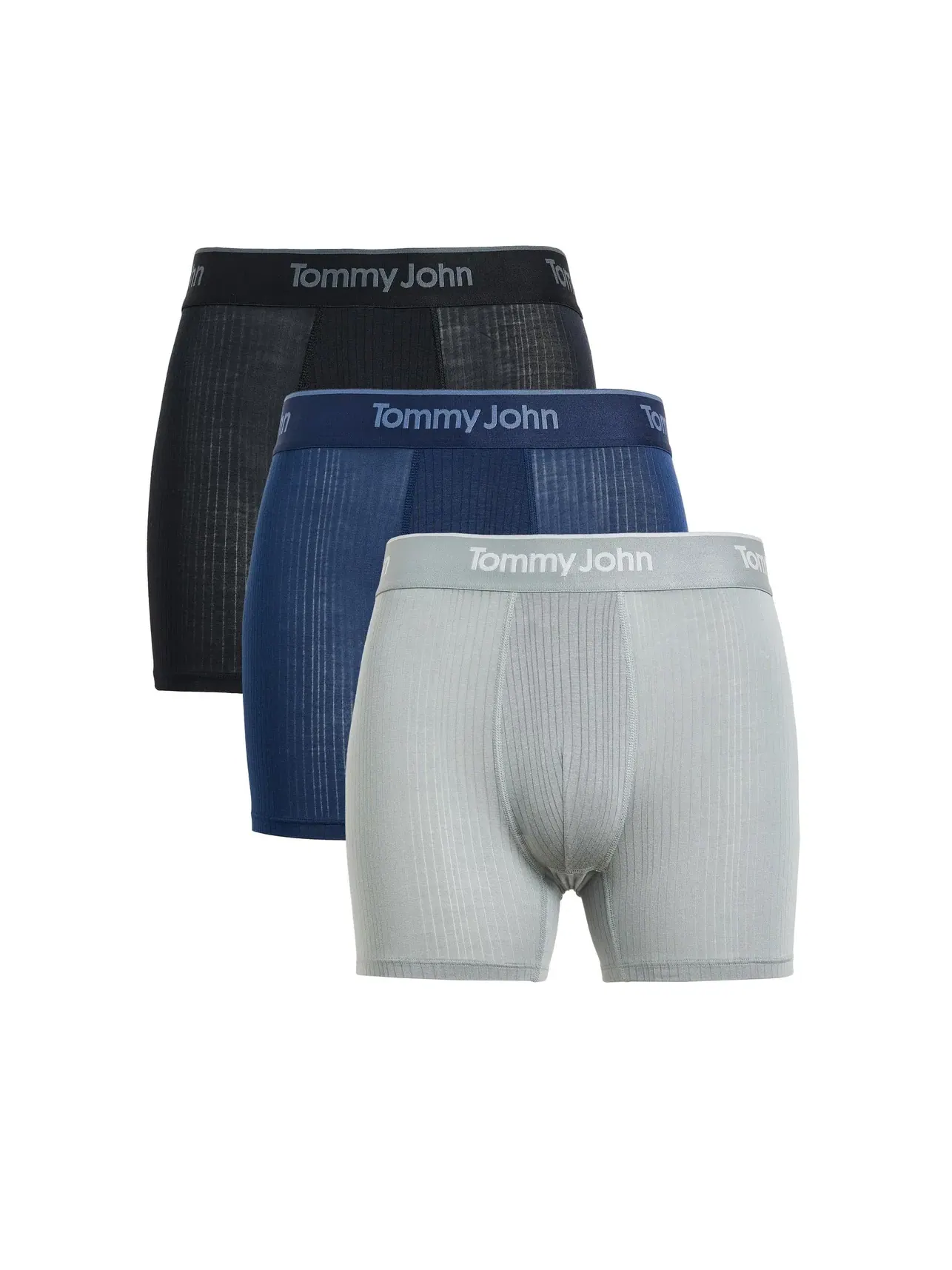 Боксеры-брифы из люксового риба 4", 3 пары Luxe Rib 4" Boxer Briefs 3-Pack Tommy John — изображение 1 из 3, каменный серый