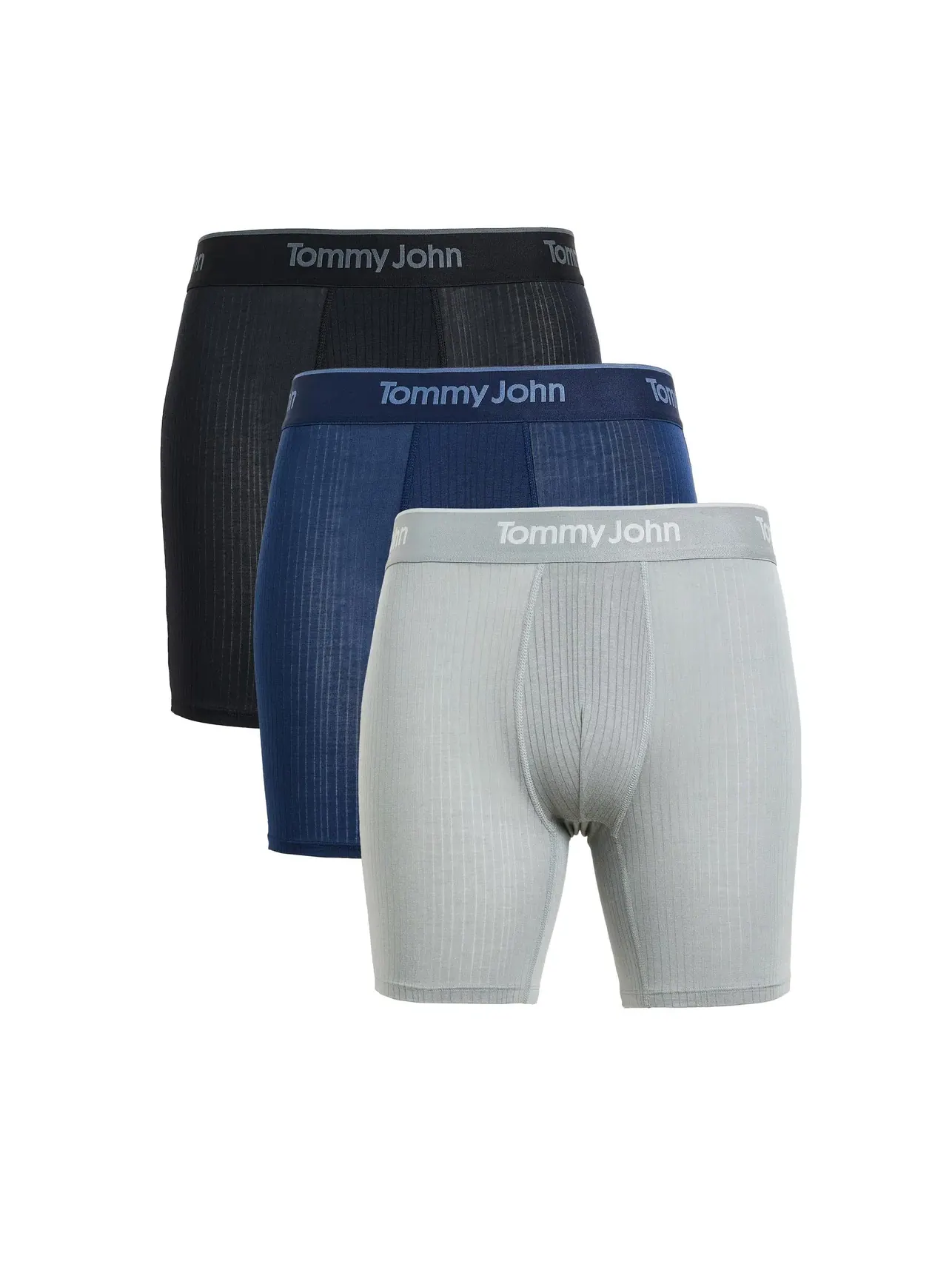 Боксеры-брифы из люксового риба 6", 3 пары Luxe Rib 6" Boxer Briefs 3-Pack Tommy John — изображение 1 из 3, каменный серый
