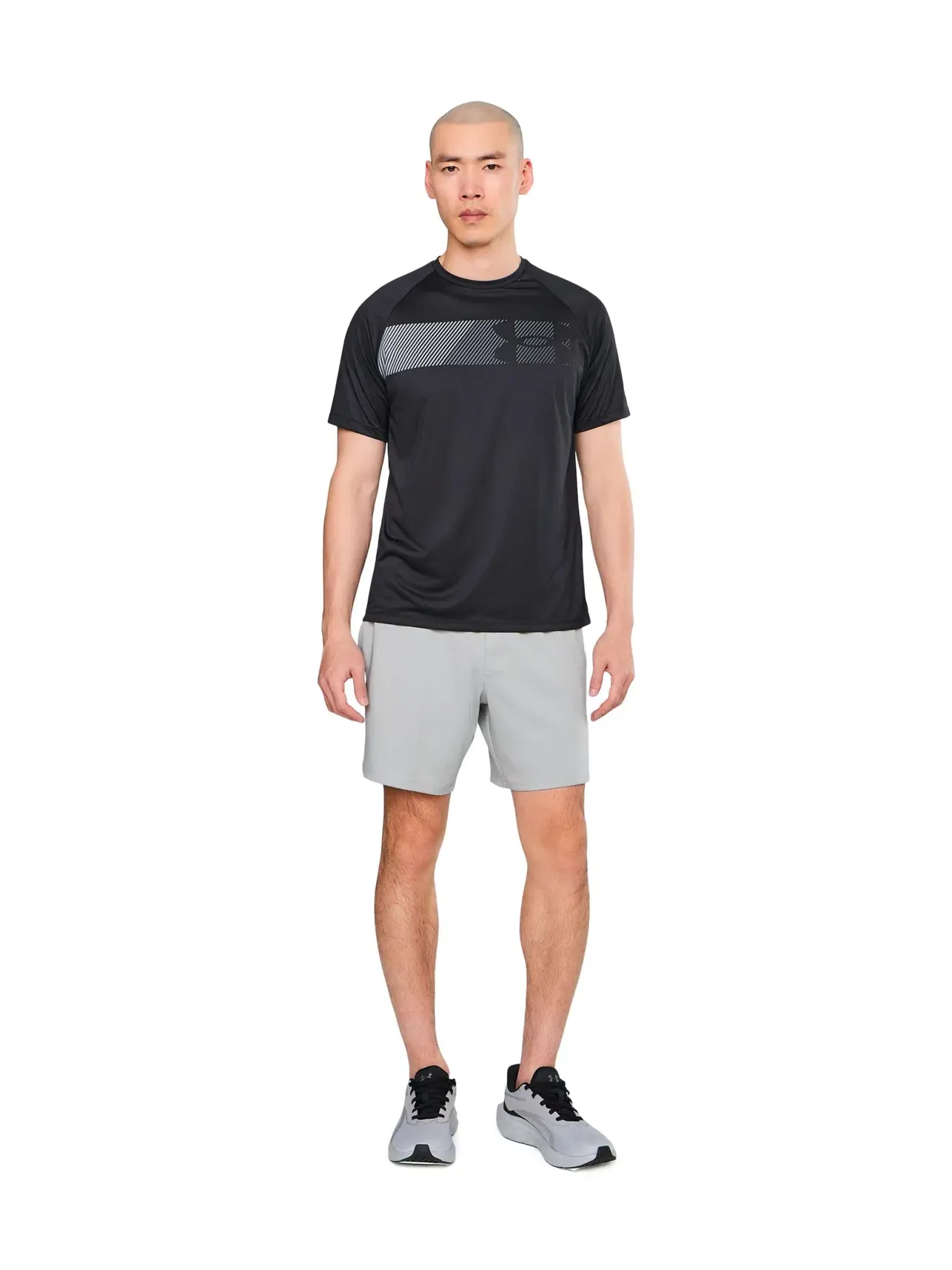 Футболка с технологичным рисунком Under Armour — изображение 2 из 5, черный/серый