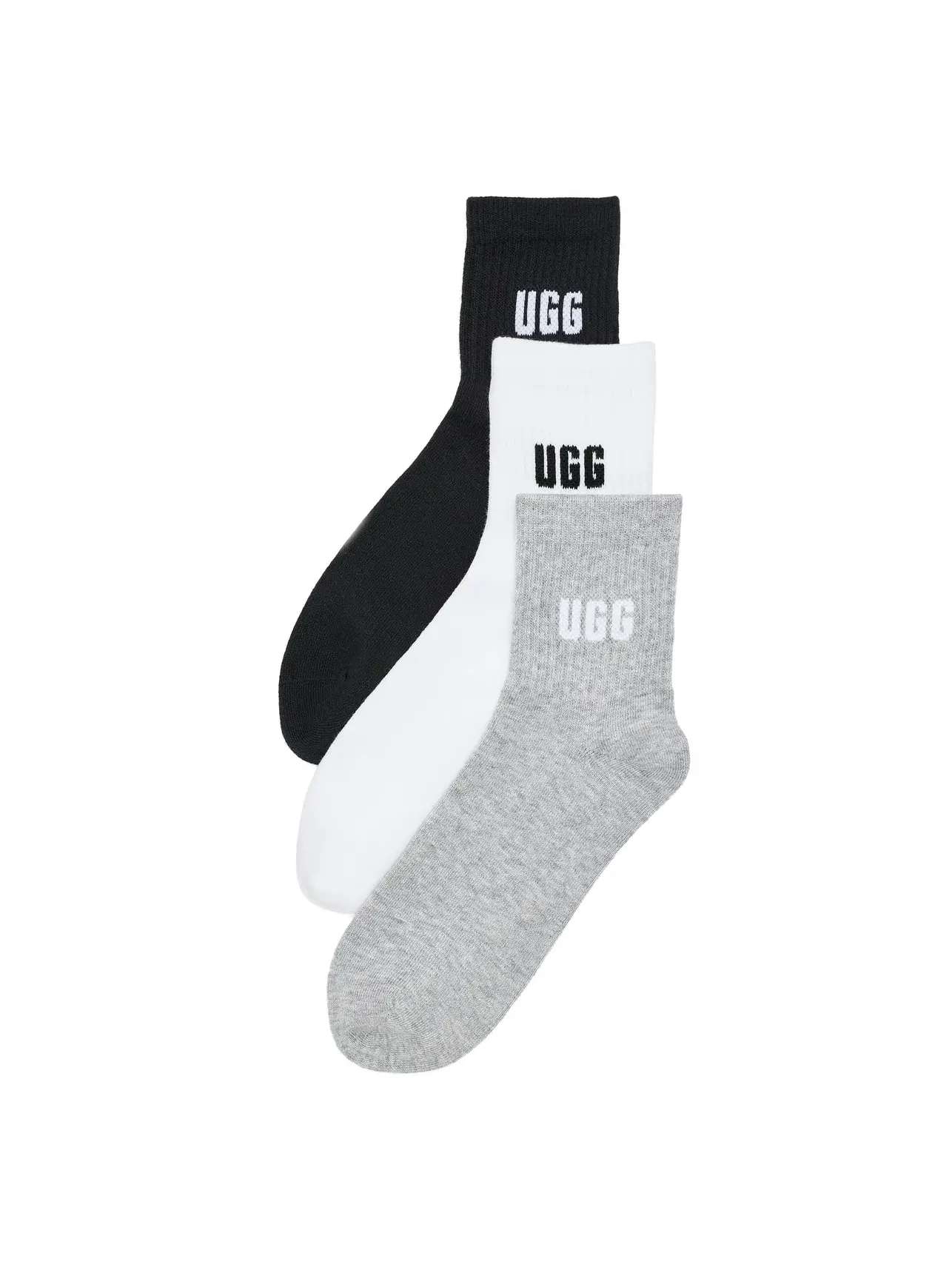 Носки-четверть с логотипом Quinlin, 3 пары Quinlin Logo Quarter 3-Pack Ugg — изображение 1 из 2, серый/черный