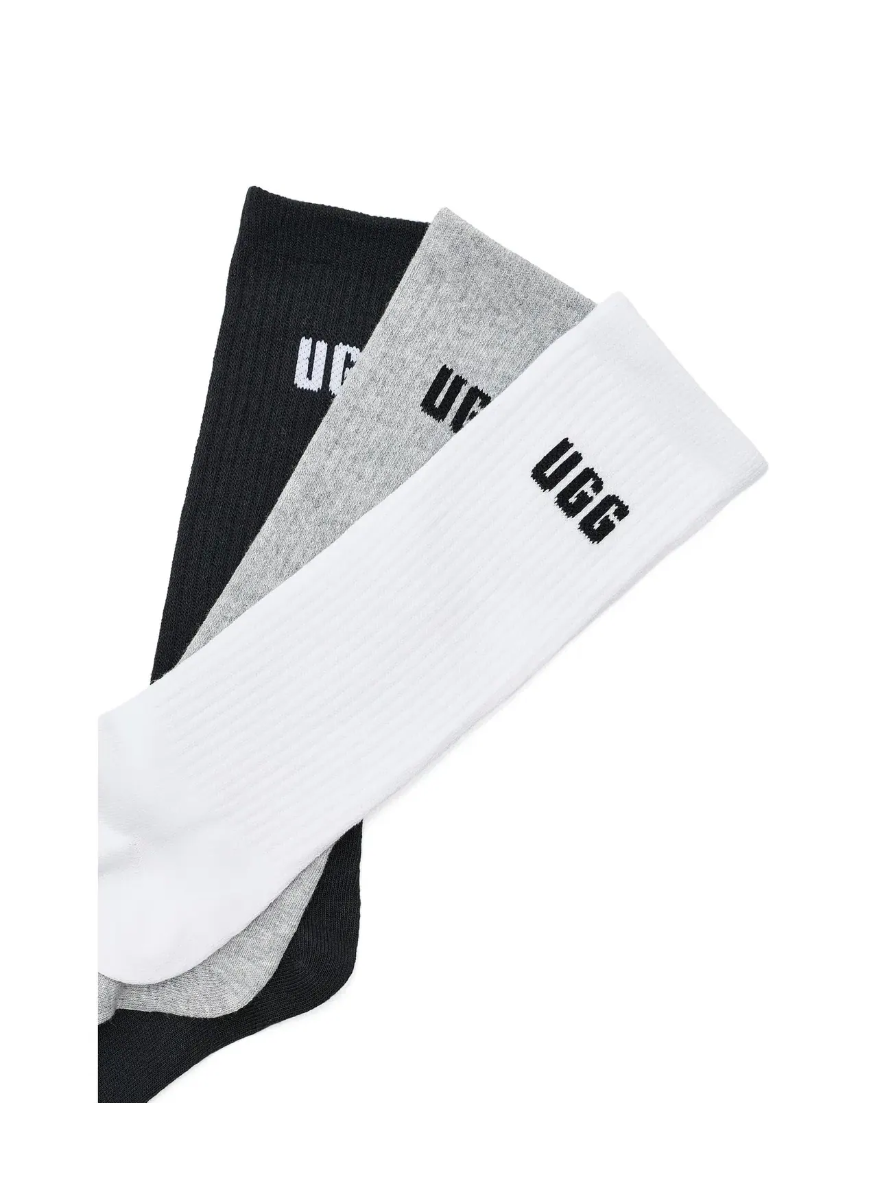 Носки с логотипом Leander, 3 пары Leander Logo Crew 3-Pack Ugg — изображение 2 из 2, белый/серый/черный