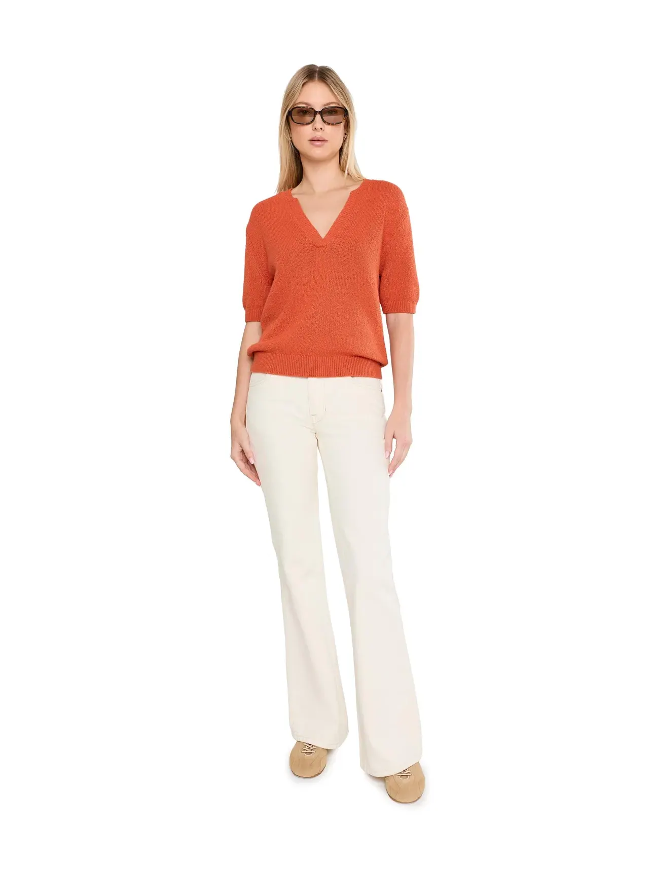 Вязаный топ Palmer Knit Top Varley — изображение 2 из 5, оранжевый винный