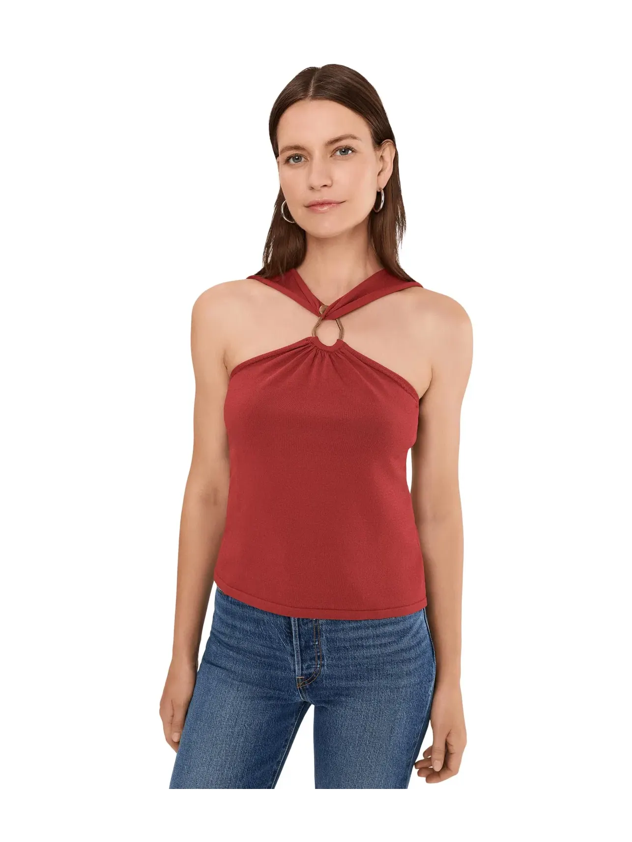 Топ-майка с металлическим кольцом Tank with Metal Ring Detail Vince Camuto — изображение 1 из 5, коричневый