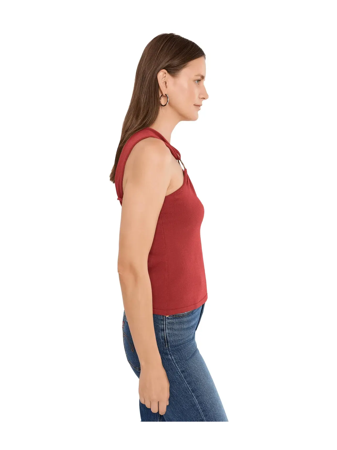 Топ-майка с металлическим кольцом Tank with Metal Ring Detail Vince Camuto — изображение 3 из 5, коричневый