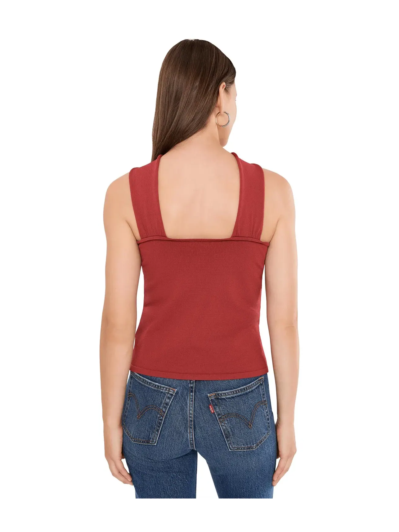 Топ-майка с металлическим кольцом Tank with Metal Ring Detail Vince Camuto — изображение 4 из 5, коричневый