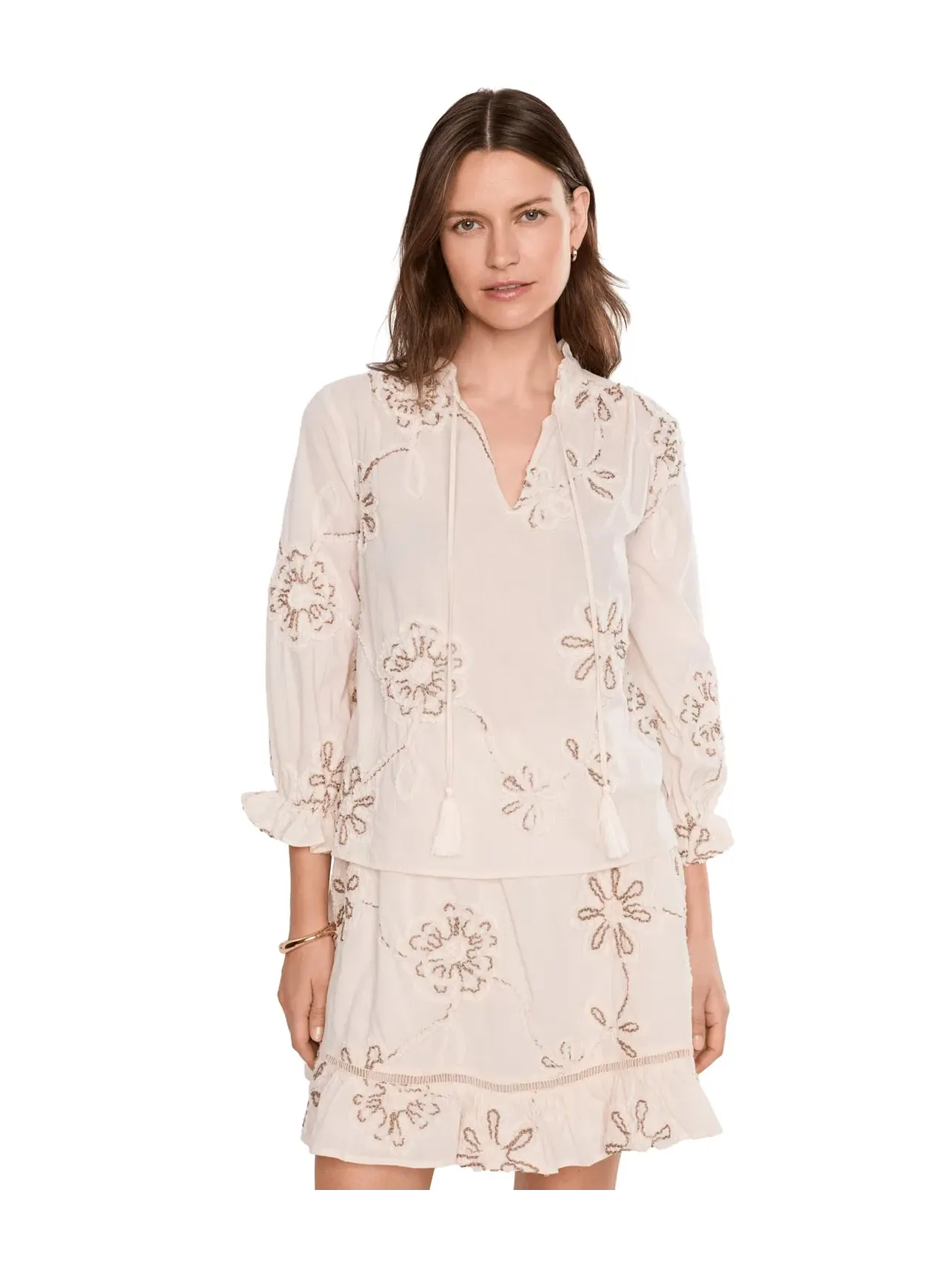 Блузка с разрезом на шее Vince Camuto — изображение 1 из 5, слоновая кость
