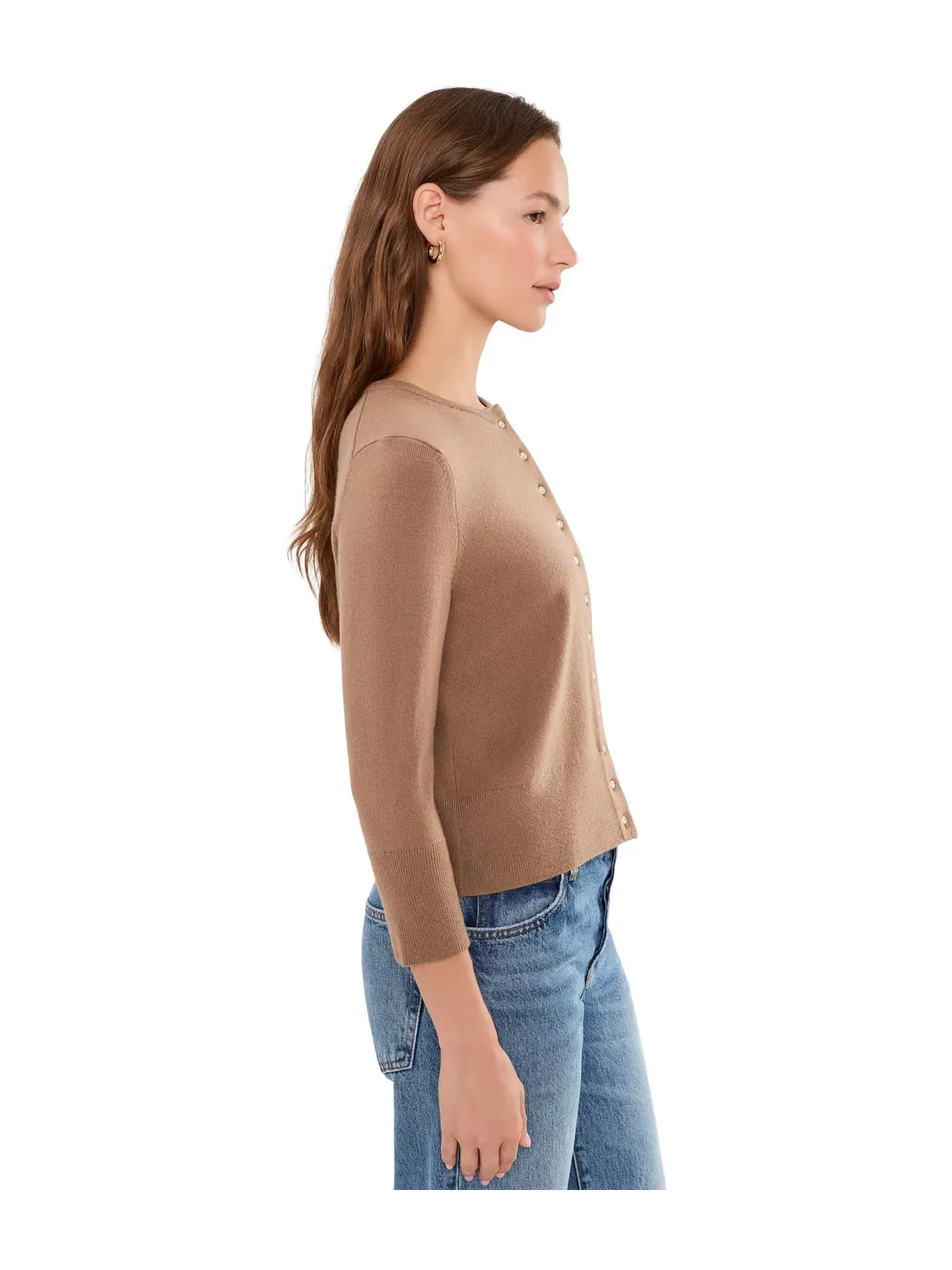 Кардиган с металлическими пуговицами Metal Button Cardi Vince — изображение 3 из 5, каньонный