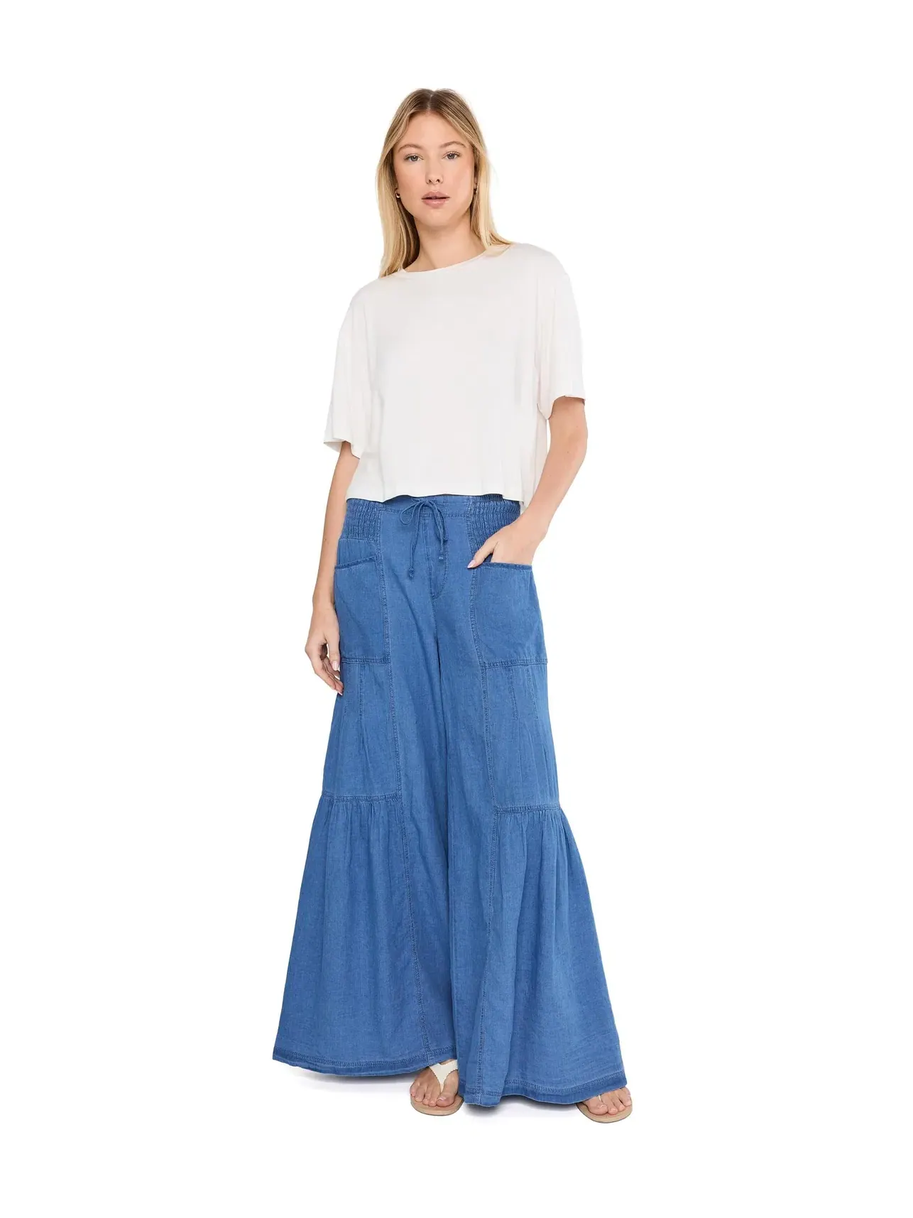 Брюки широкие Zain Wide Leg Xcvi — изображение 2 из 5, этиолатная стирка