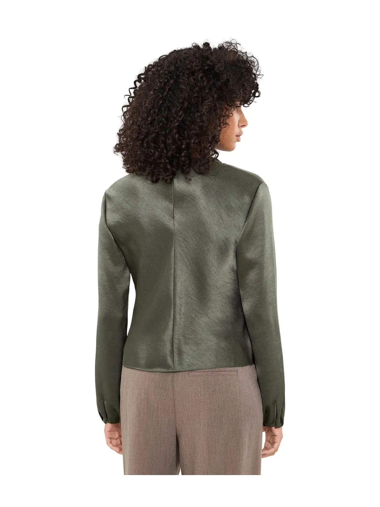 Лонгслив с драпированной горловиной Draped Cowl Neck Long Sleeve Vince — изображение 4 из 5, оливковый