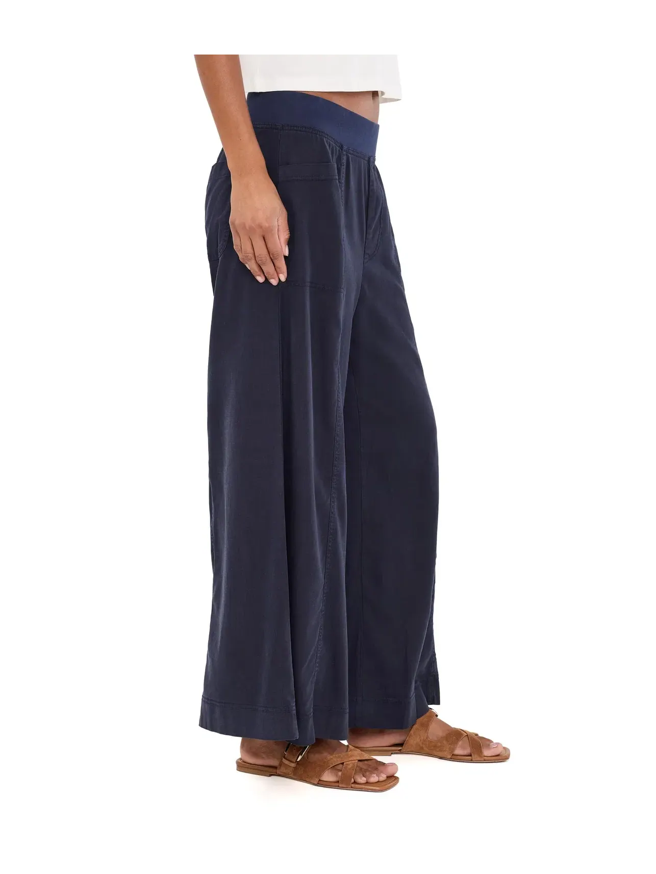 Брюки широкие Shaun Wide Leg Xcvi — изображение 3 из 5, темно-синий