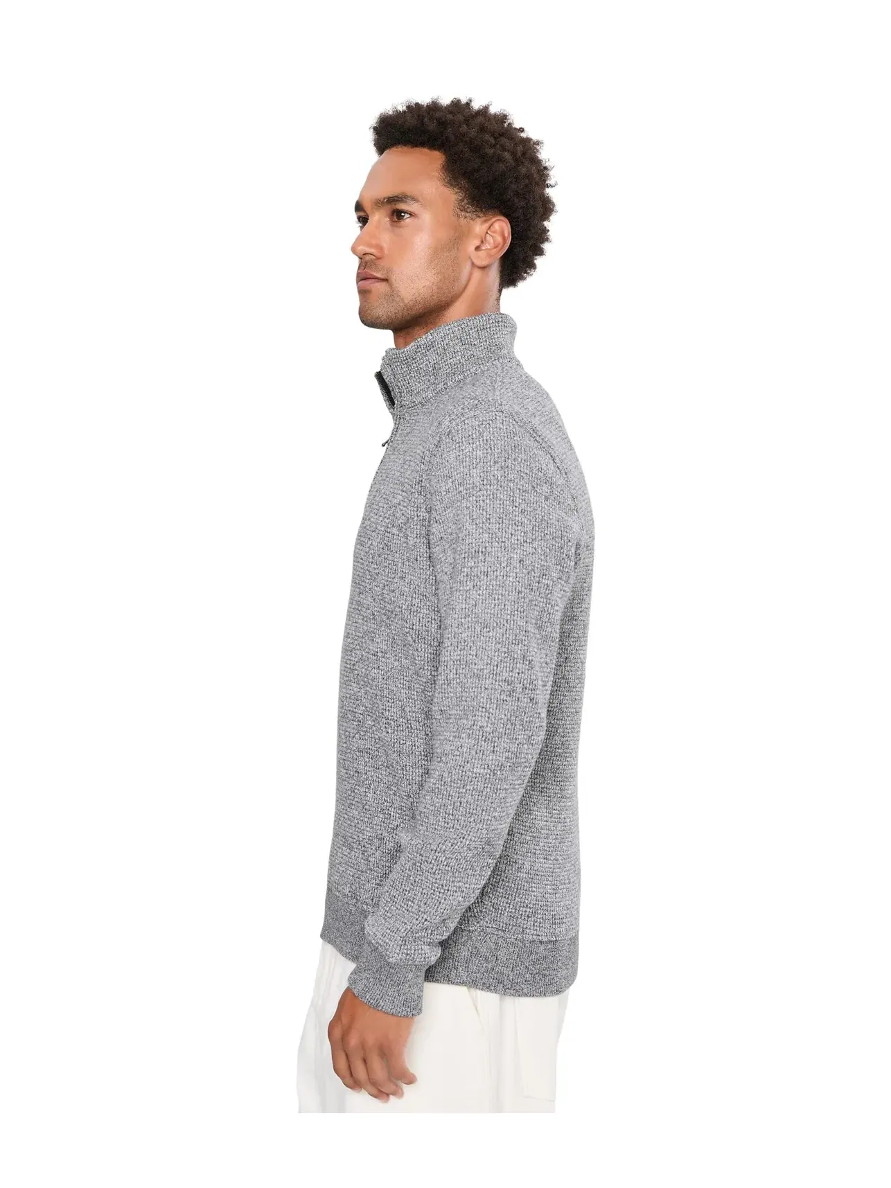 Толстовка на молнии 1/4 из ворсистого вафельного трикотажа Brushed Waffle 1/4 Zip Vince — изображение 3 из 5, черный