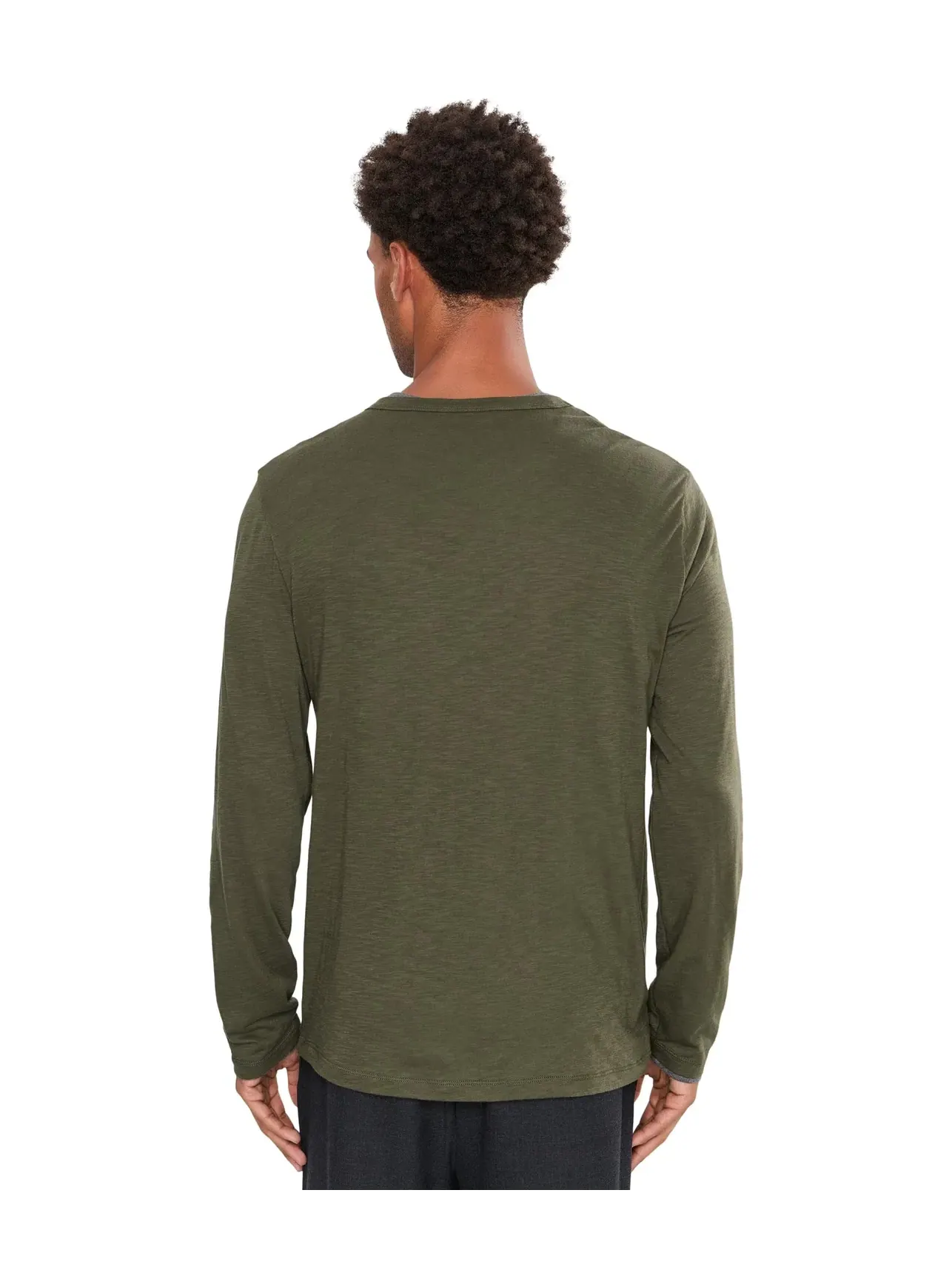 Лонгслив с круглым вырезом и двойным слоем из тонкого хлопка Fine Slub Double Layer Long Sleeve Crew Vince, серый