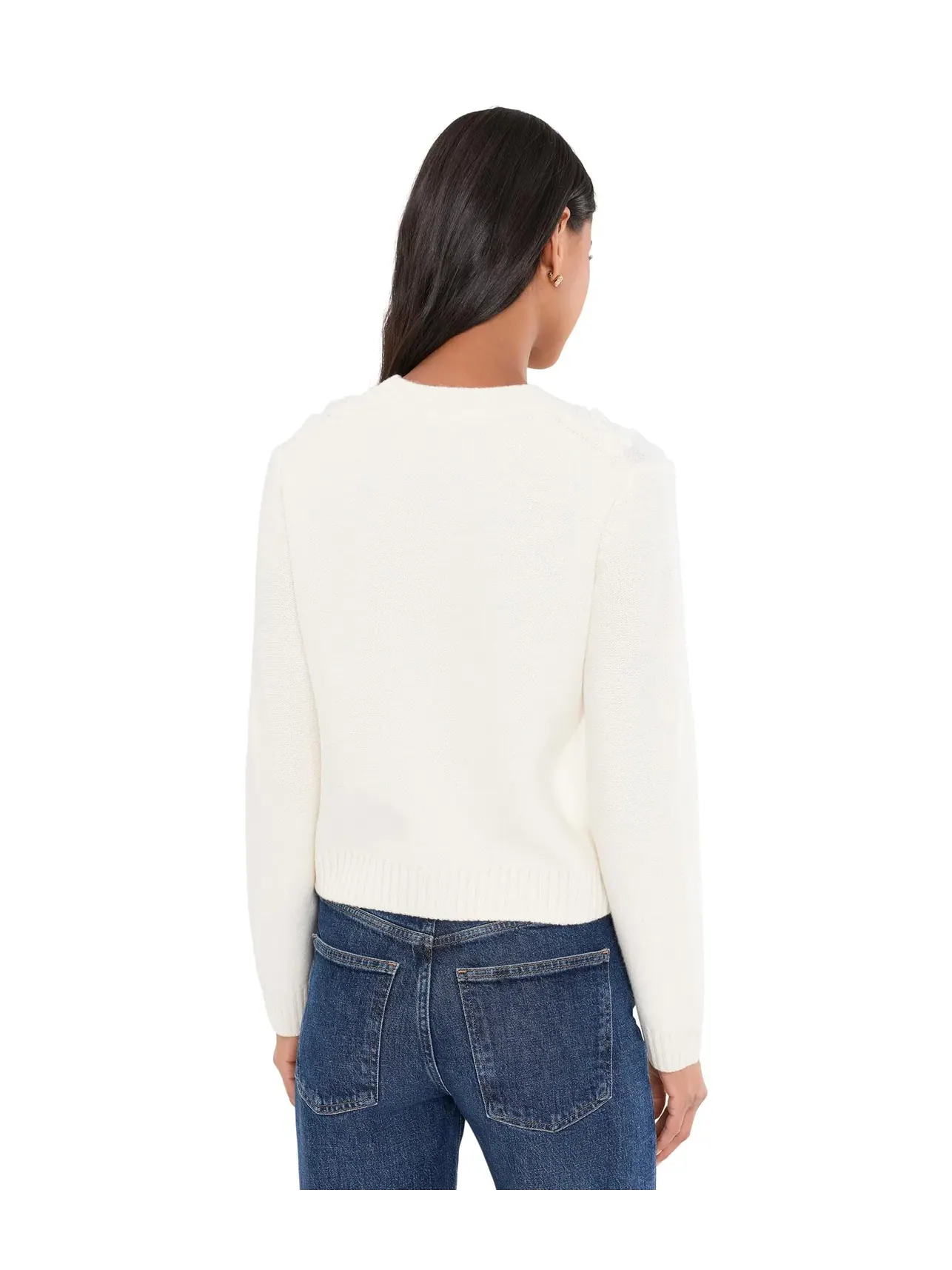 Свитер Cut Float Diamond Cable Crew Neck Vince — изображение 4 из 5, белый